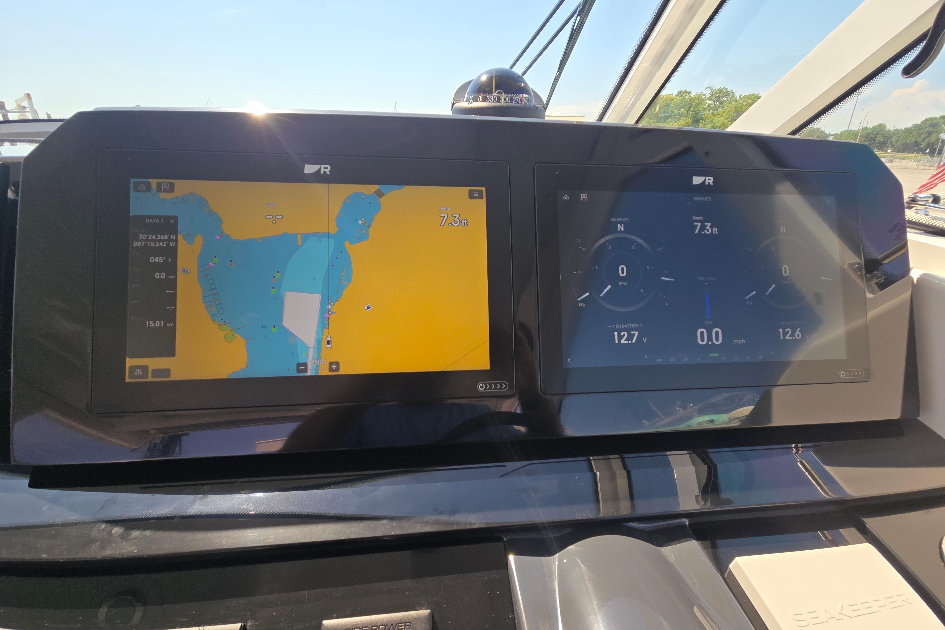 Dashboard of 2025 Formula 380 Super Sport Crossover OB with navigation and control displays.