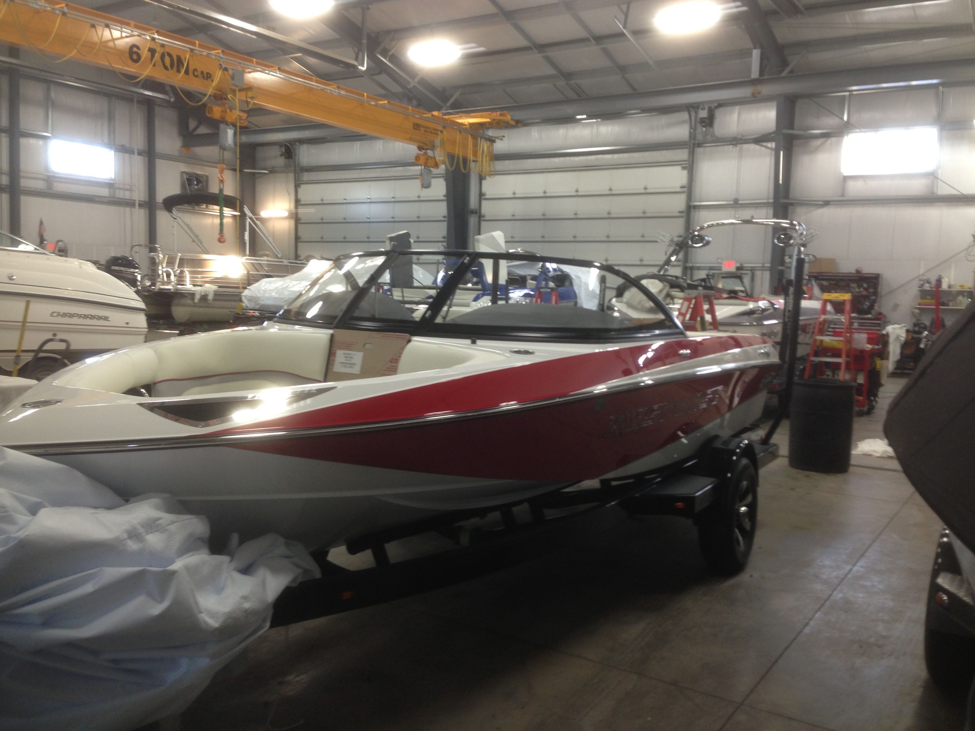 2014 Malibu Response TXi boat in warehouse.