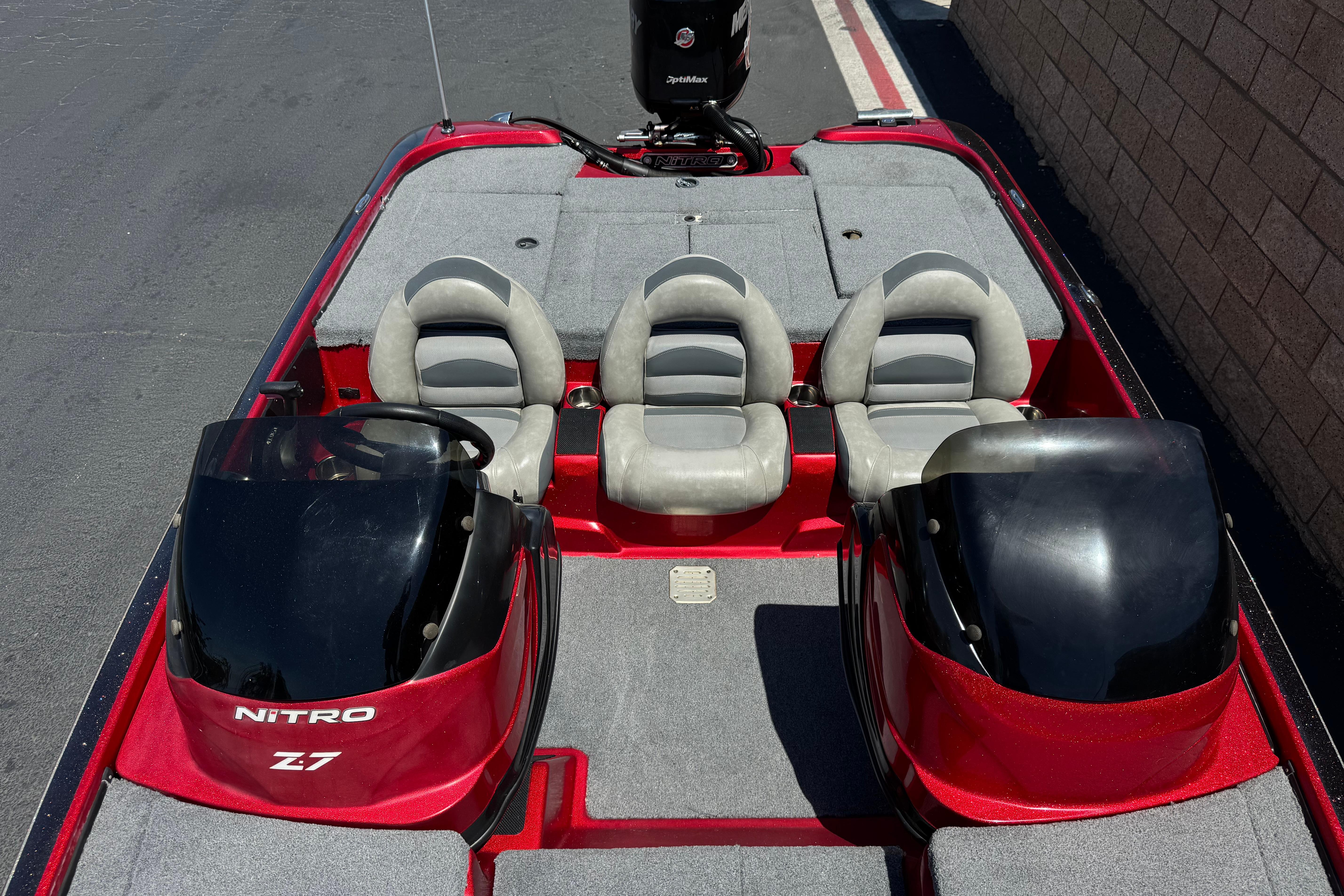 2012 Nitro Z-7 boat interior with dual consoles and seating.