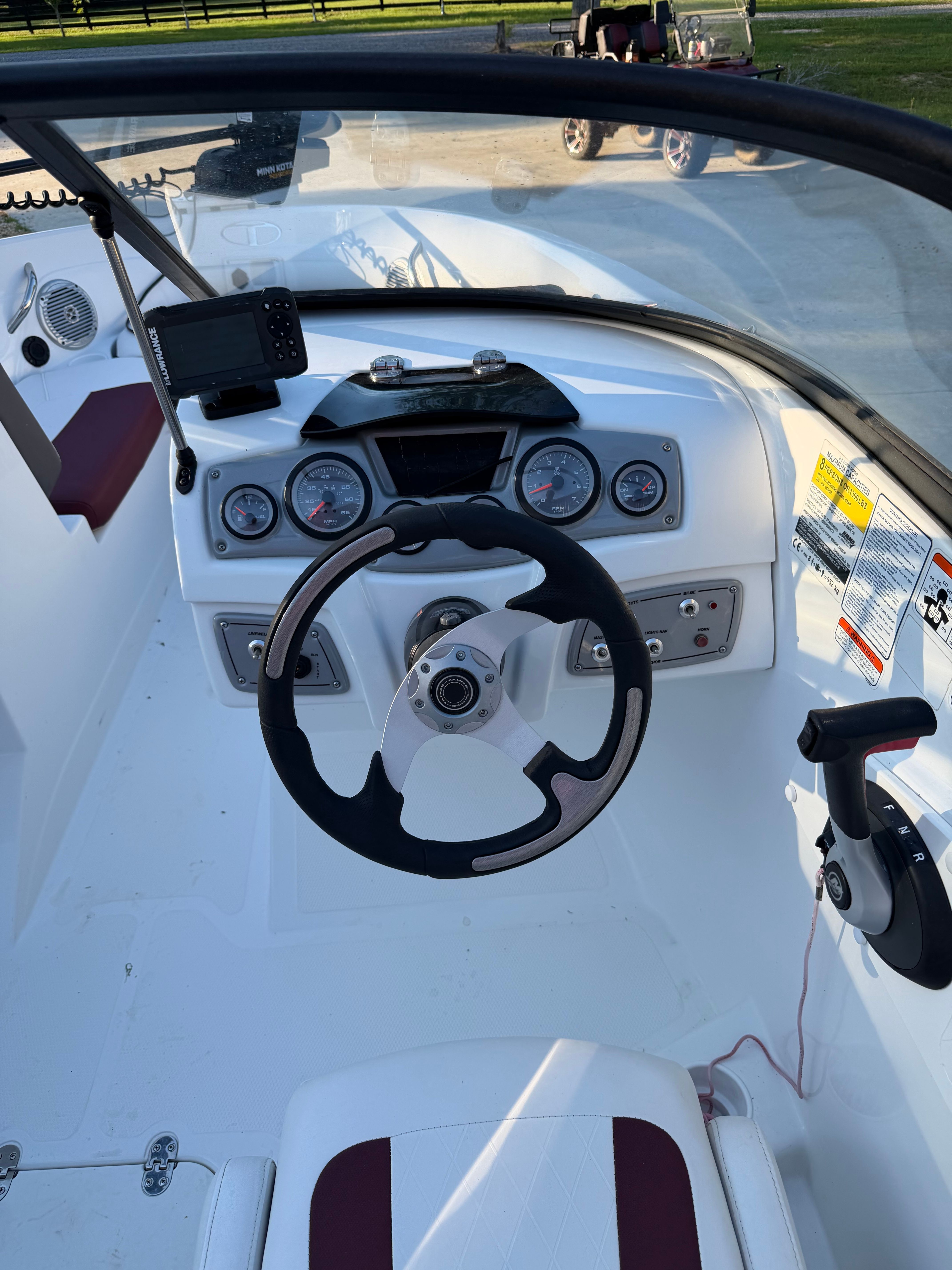 Dashboard of a 2020 Tracker Tahoe 550TF boat.