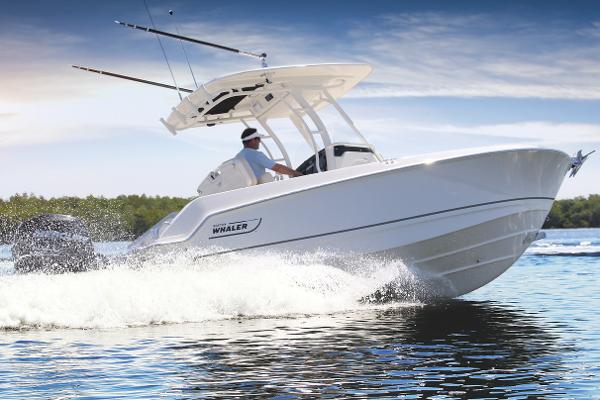 Manufacturer Provided Image: 2024 Boston Whaler 230 Outrage cruising on water.