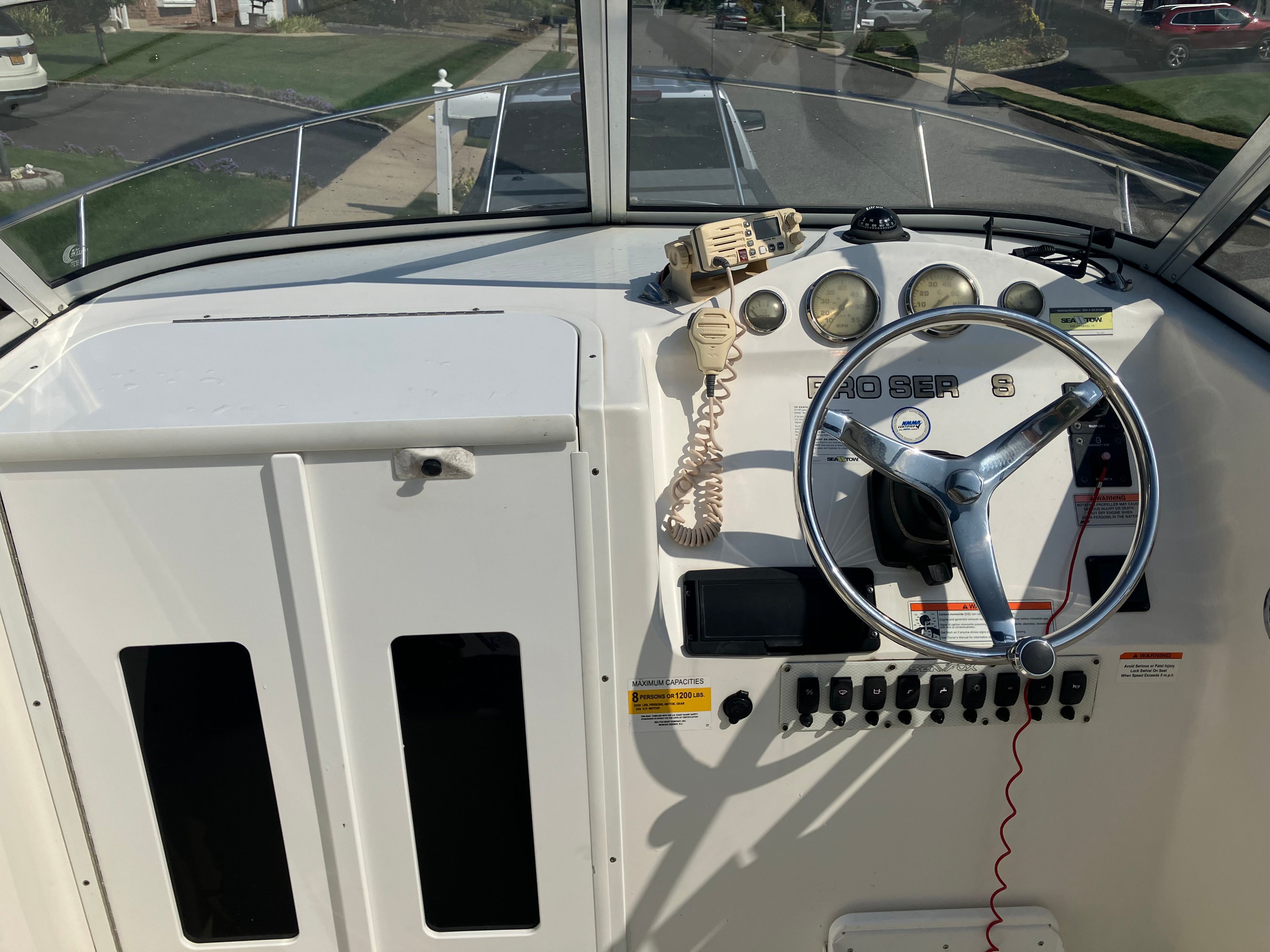 Helm console of a Custom 216wa pro boat, year 2010.