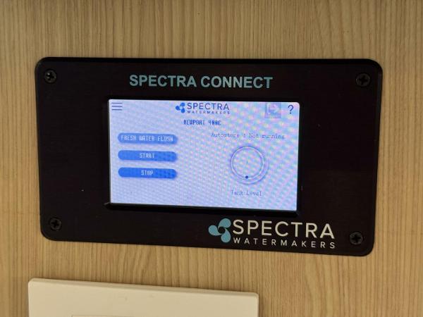 Spectra Connect watermaker control panel on Aquila 44, 2022 model.