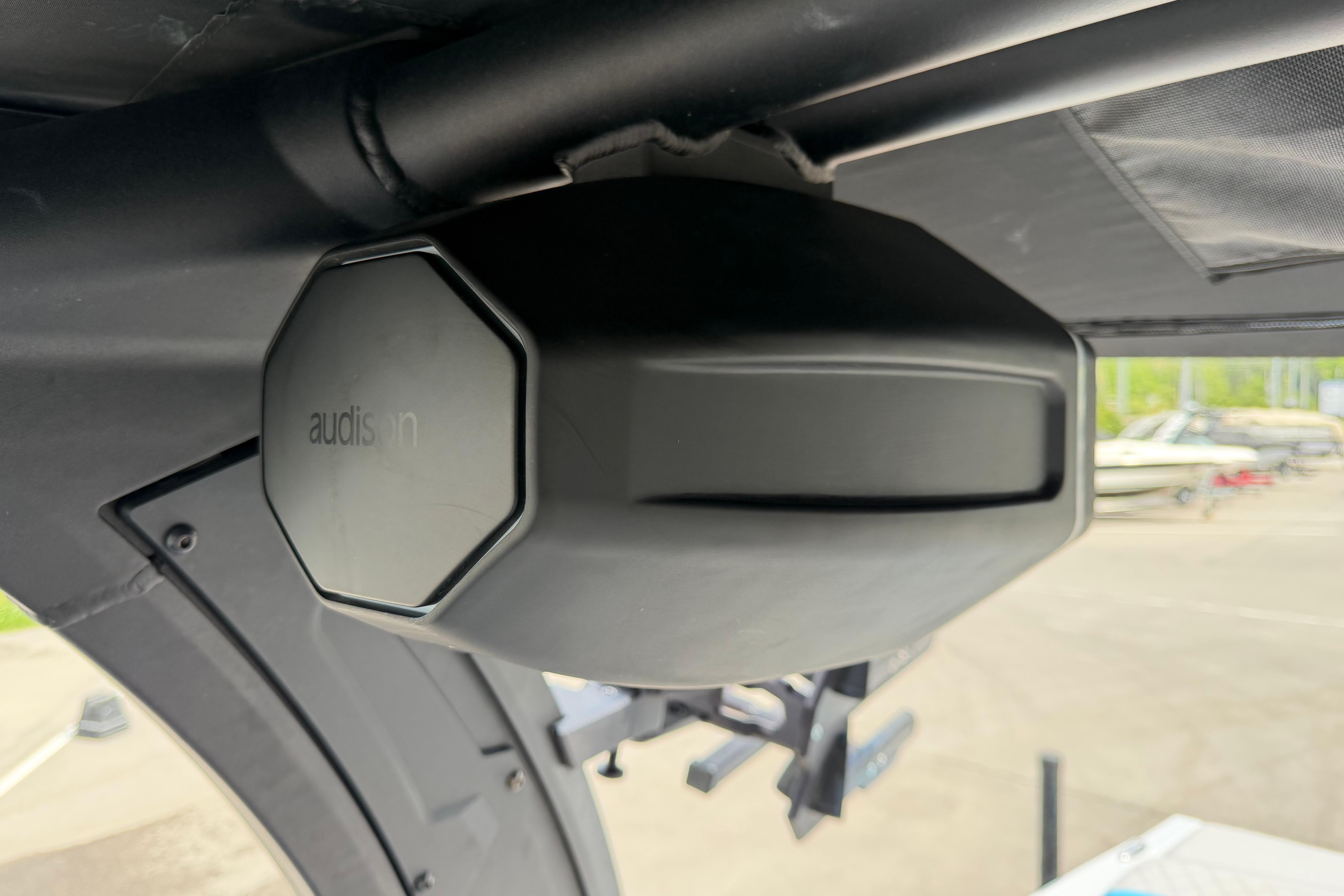 2024 Tigé Z1 boat featuring an Audison speaker system installed under the canopy.