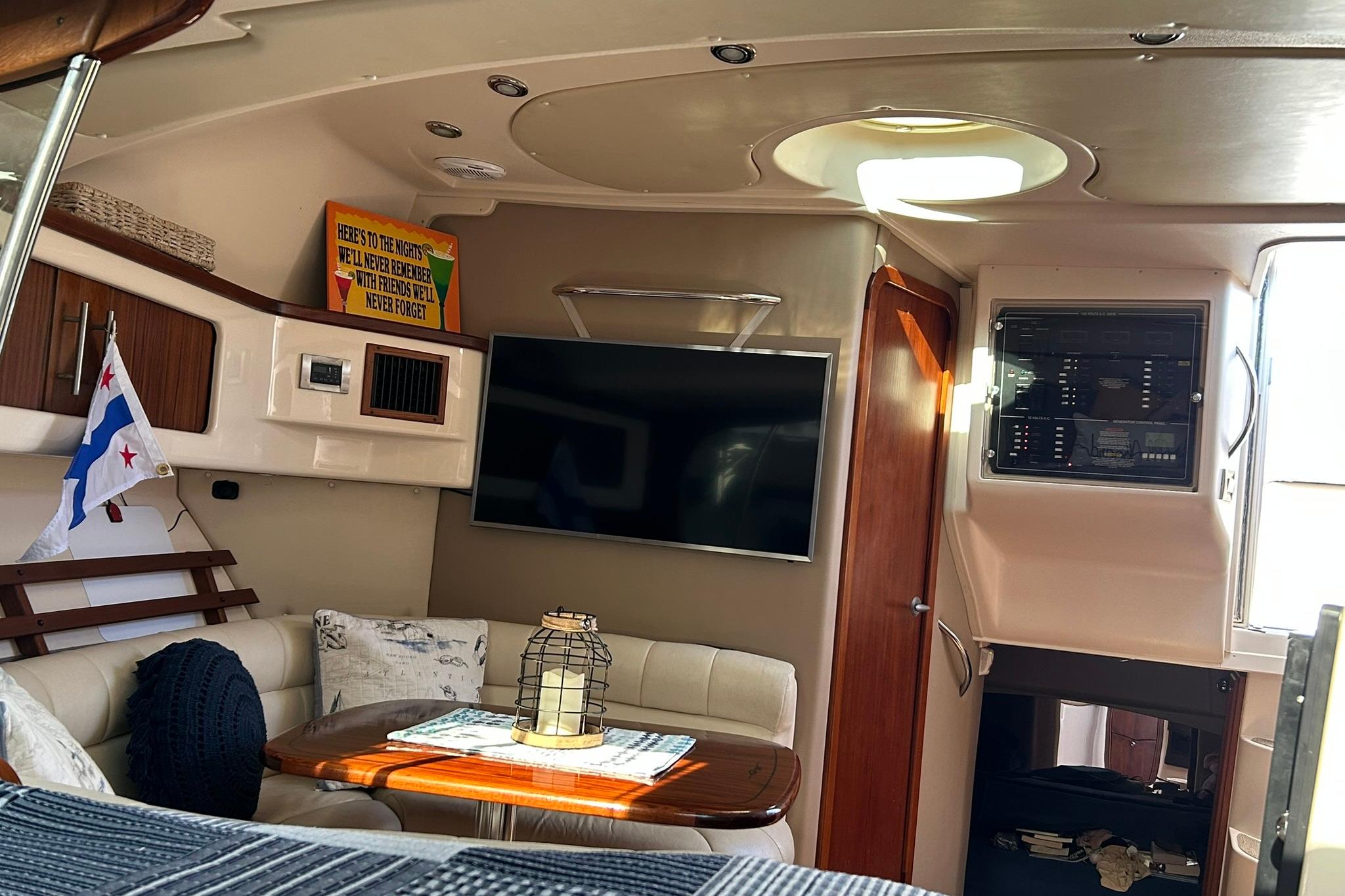 Interior of 2007 Grady-White Express 360 boat with cozy seating and modern amenities.