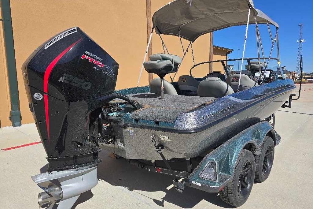 2026 Ranger 212LS boat with Mercury Pro XS engine, parked on a trailer.