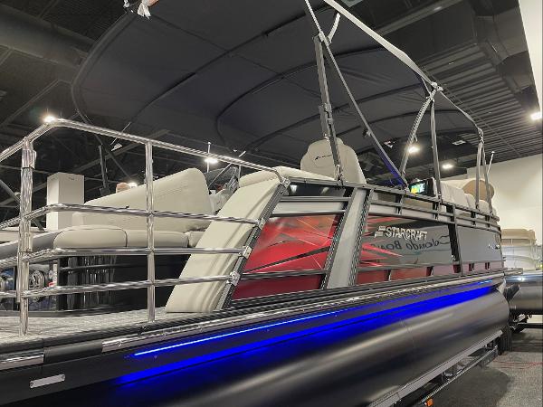 2022 Starcraft SLS-3Q DH pontoon boat with sleek design and modern features.