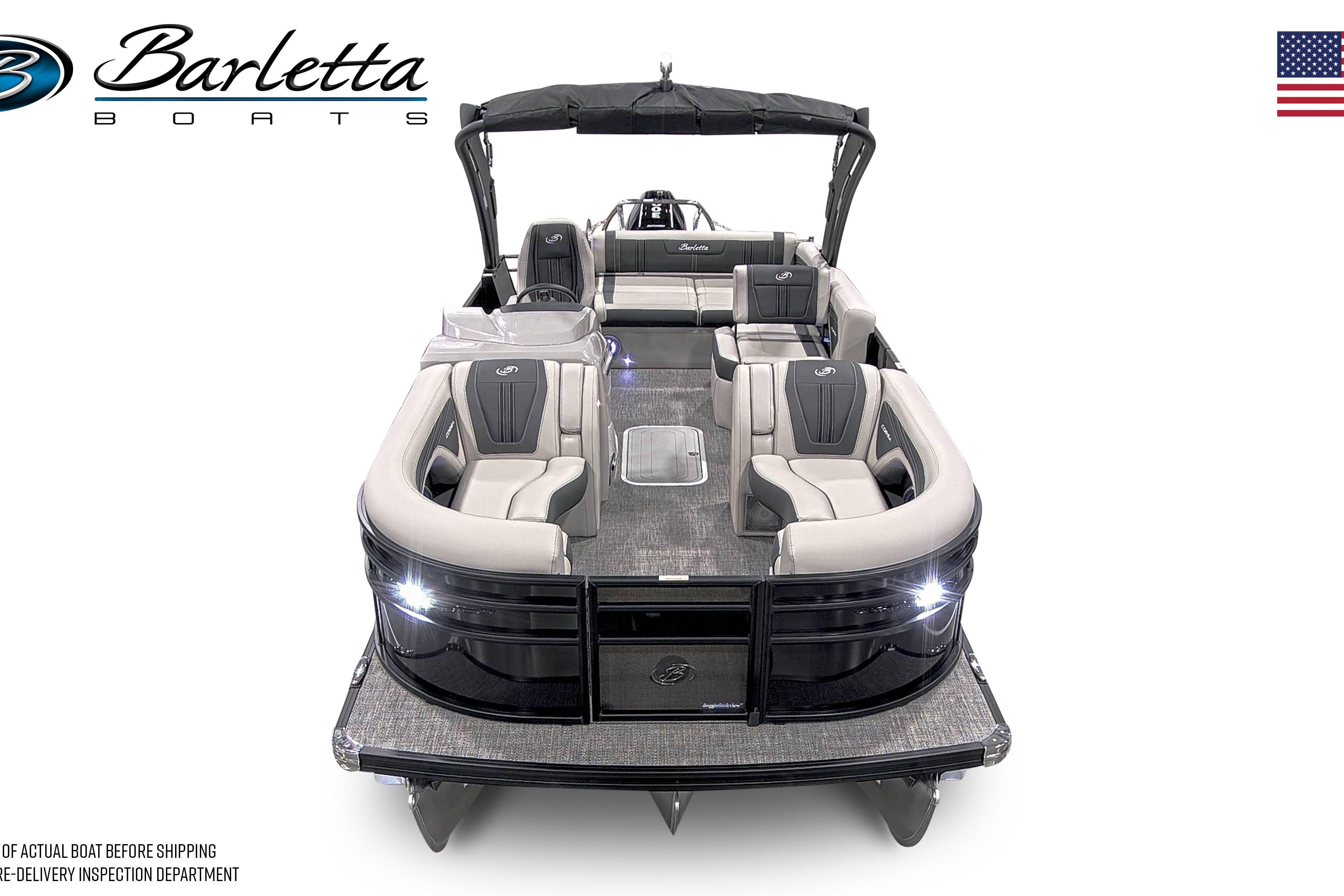 2026 Barletta Corsa 23UA pontoon boat, luxurious design, spacious seating.