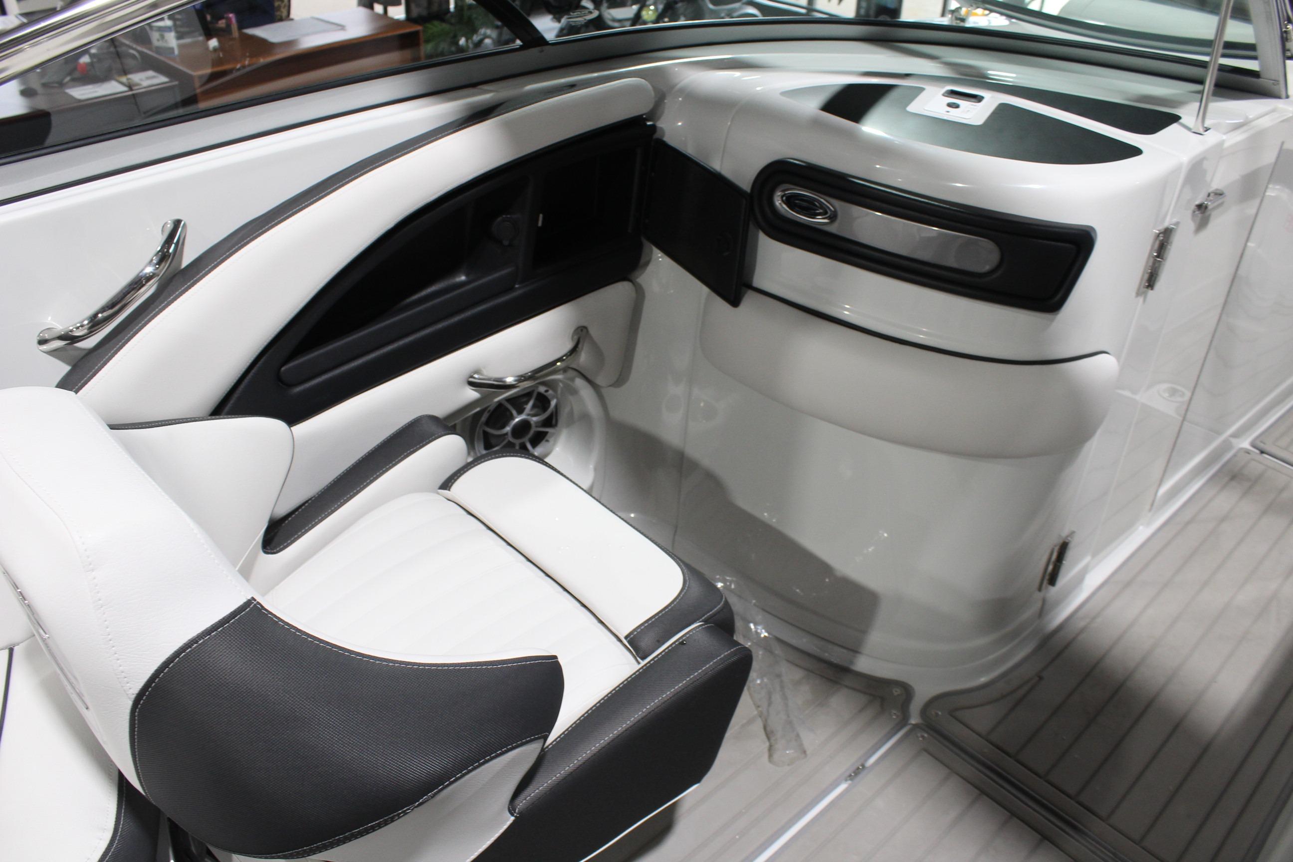 Interior of 2026 Crownline 278 SS boat with sleek seating and modern design.