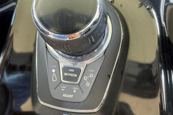 Control panel of a 2020 Scout 420 LXF boat featuring Skyhook technology.