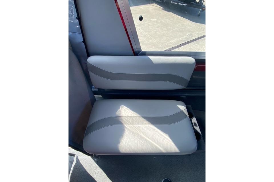 2023 Spartan 200 Astoria interior seat with gray upholstery and modern design.