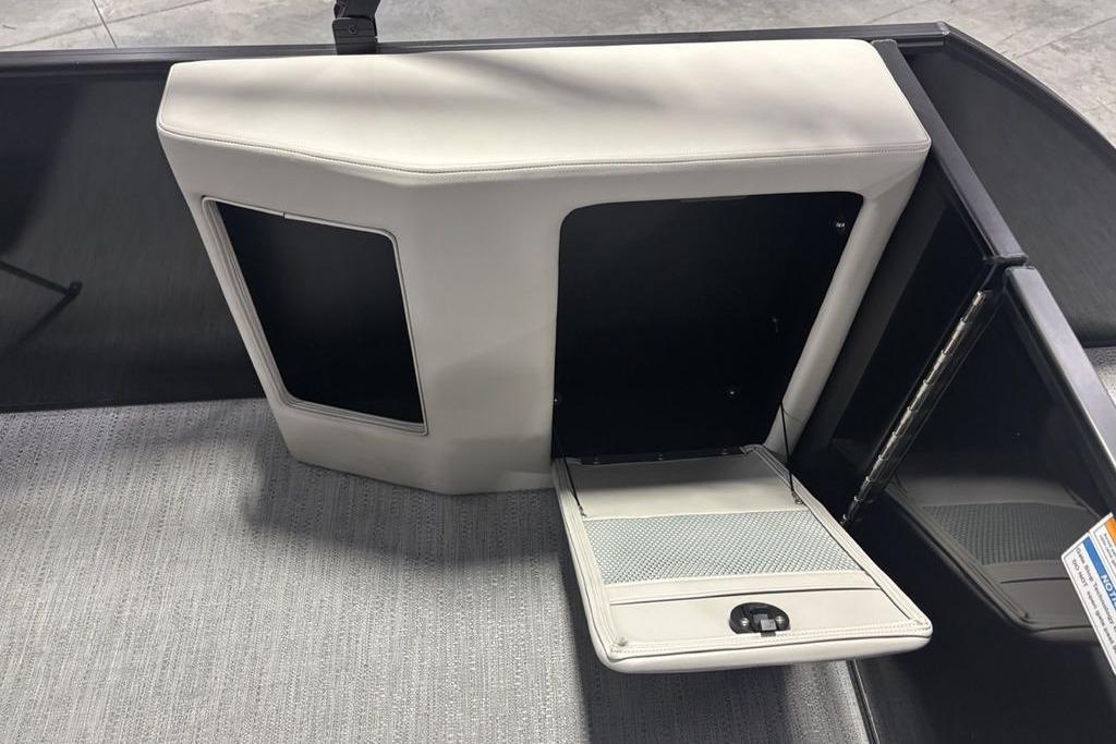 Interior storage compartment of 2026 Godfrey Xperience 2086 SFLX 25 in. Package boat.