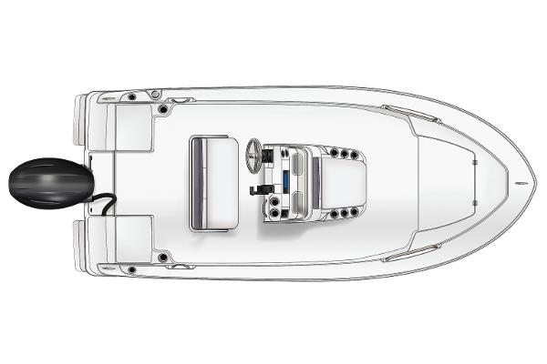 Manufacturer Provided Image: 2026 Robalo R160 Center Console boat, top view, sleek design, outboard motor.
