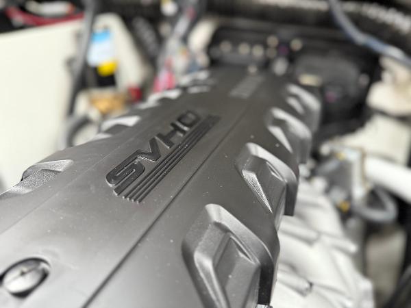 Close-up of Yamaha Boats 2025 255XD SVHO engine detail.