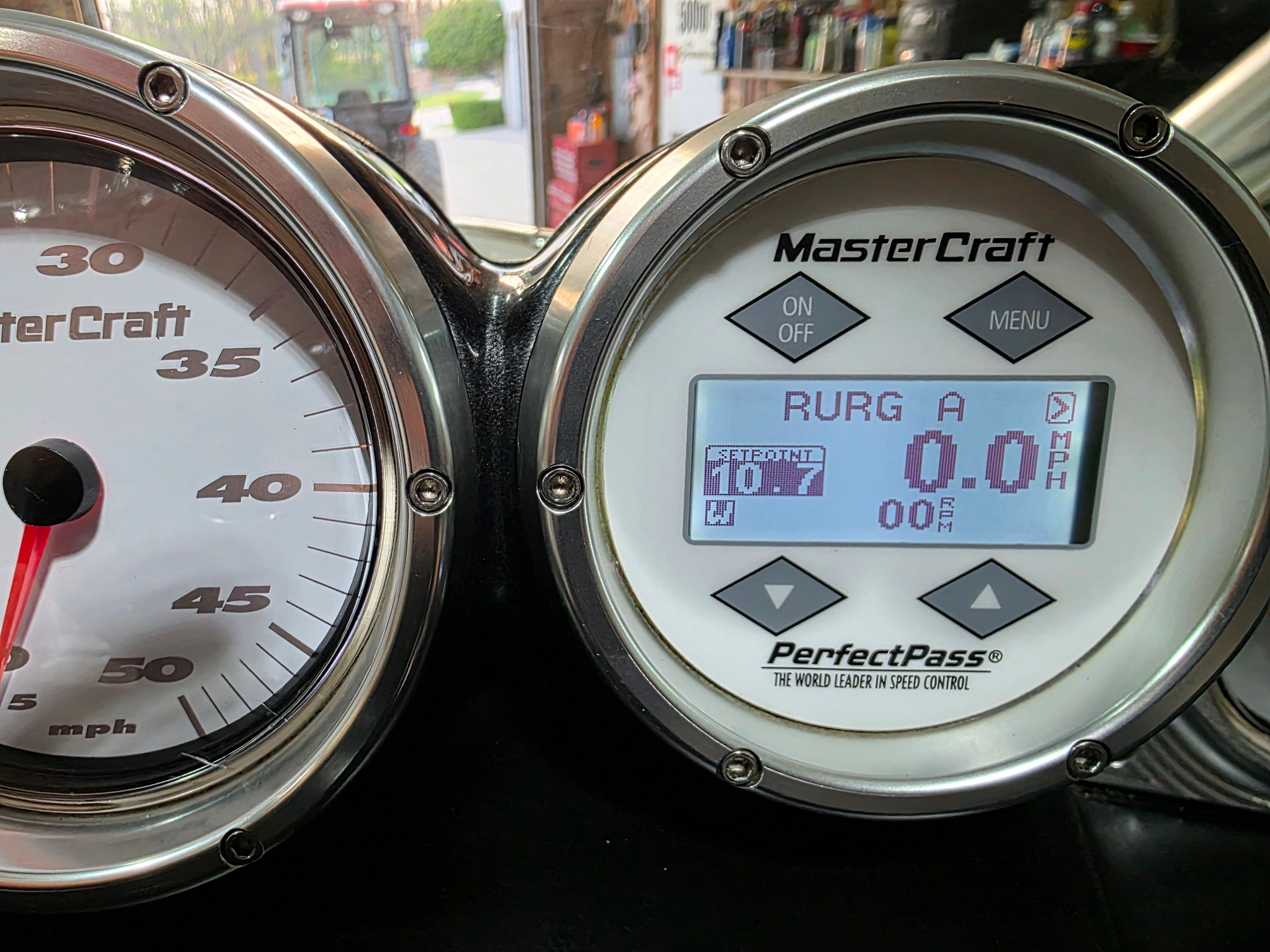 Dashboard of a 2007 MasterCraft X-15 with PerfectPass display.