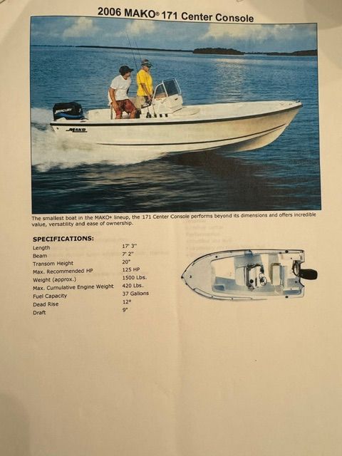 2006 Mako 171 Center Console boat on the water.
