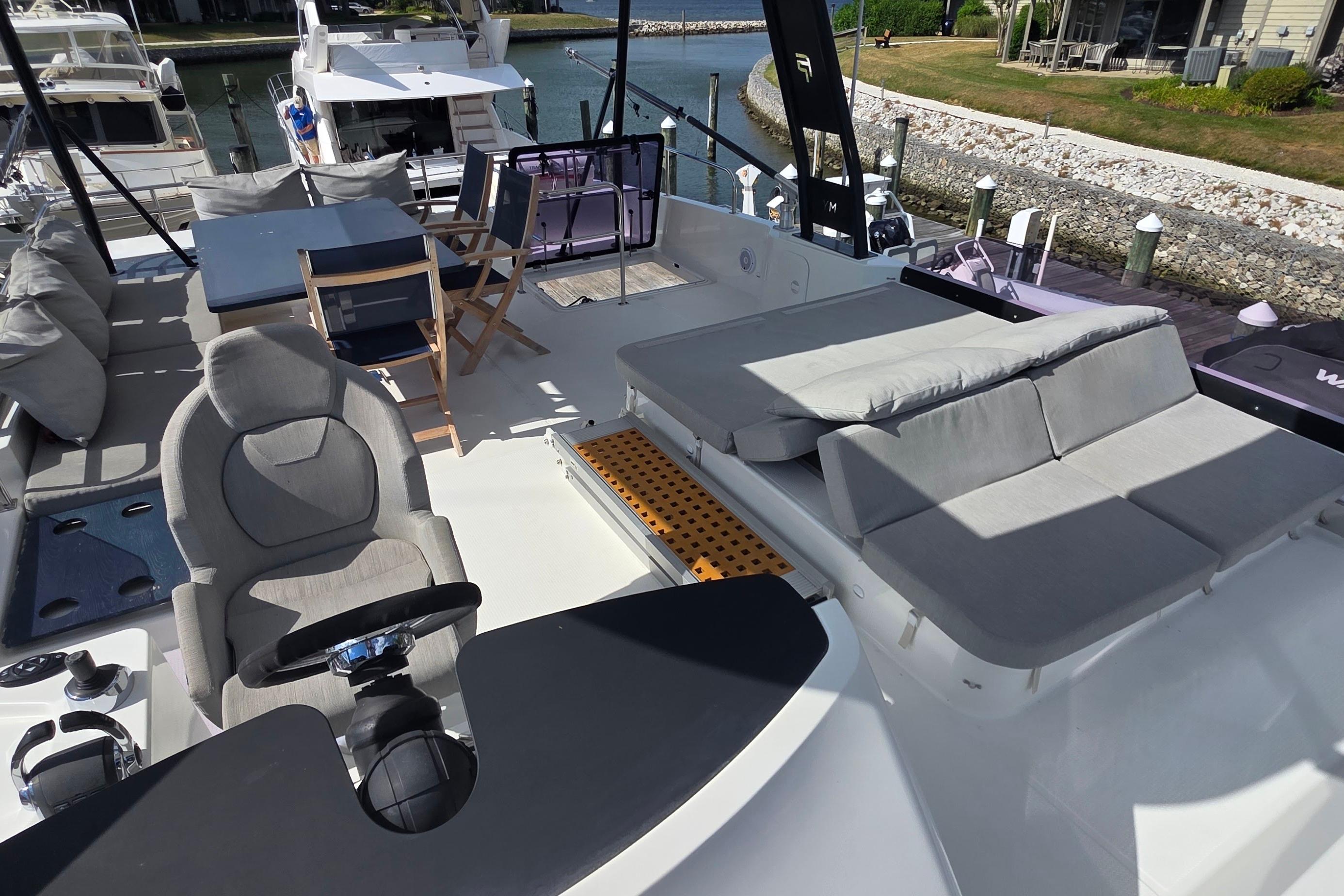 Luxurious 2018 Fountaine Pajot Motor Yacht 44 with spacious deck and comfortable seating.