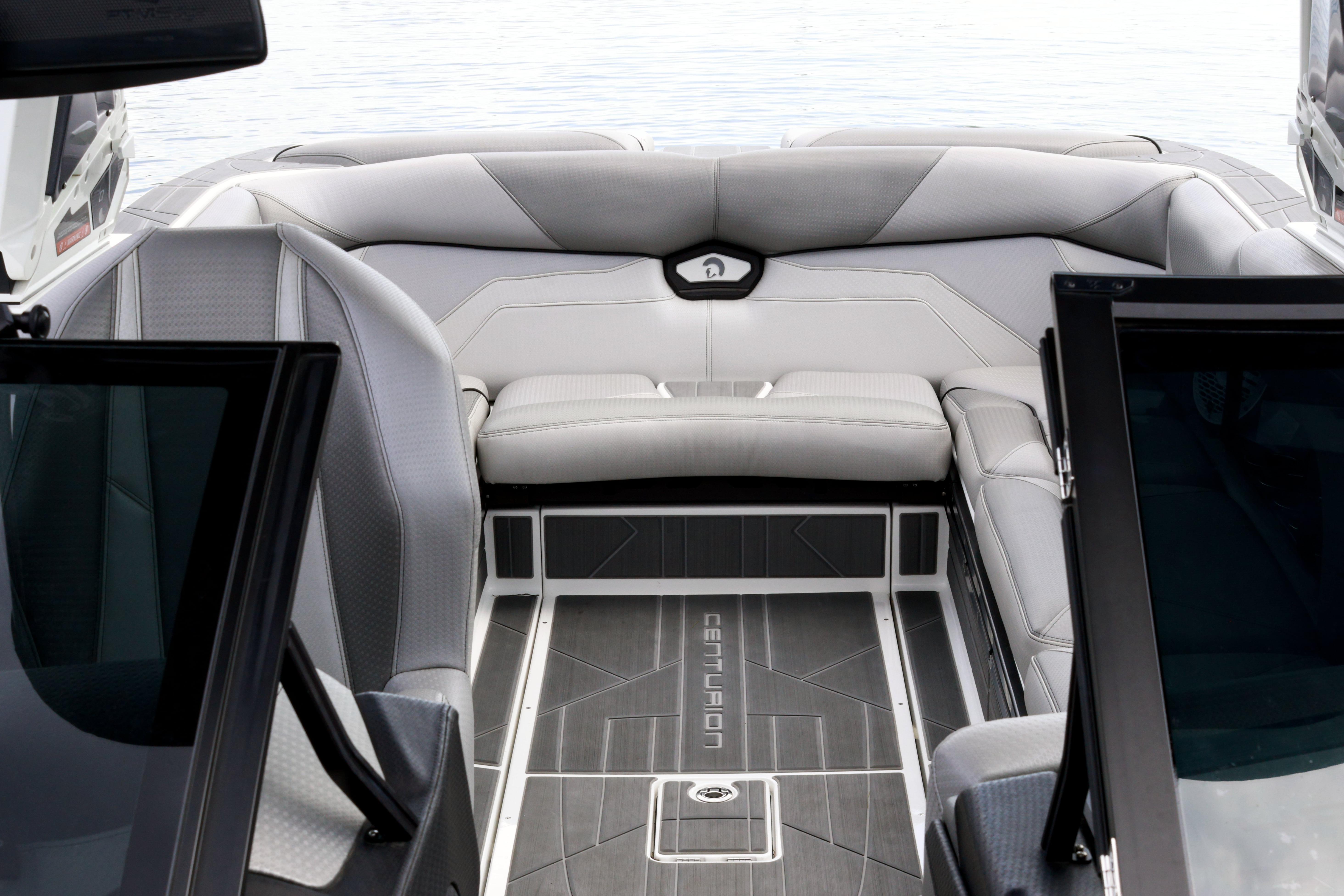 2022 Centurion Ri245 boat interior with sleek gray seating and modern design.