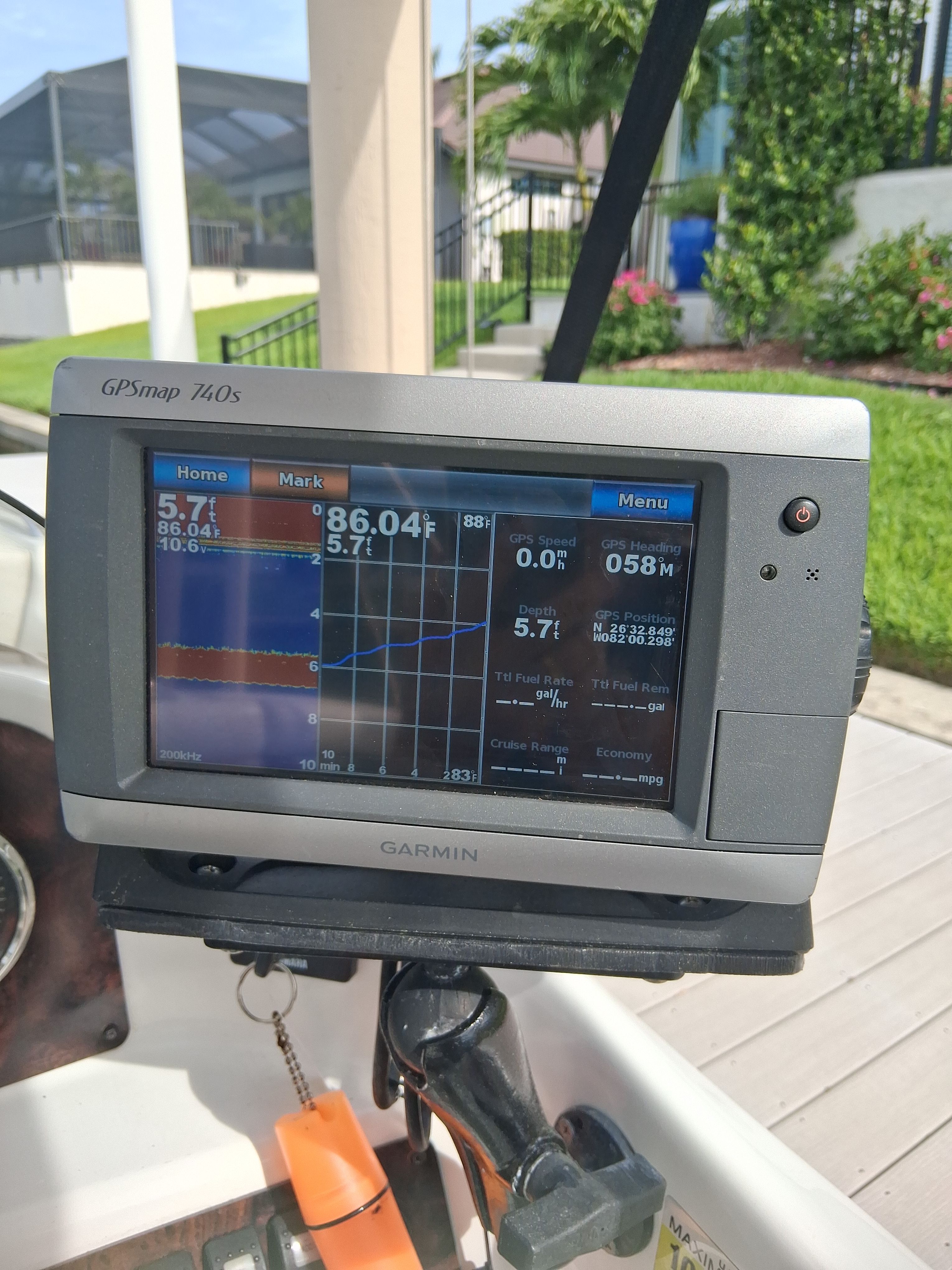 Garmin GPSmap 740s on a 2013 Hurricane 188SD boat.