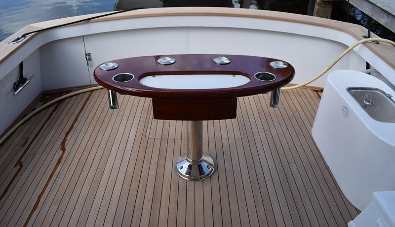 1960 Rybovich Sportfisherman boat deck with fishing station.