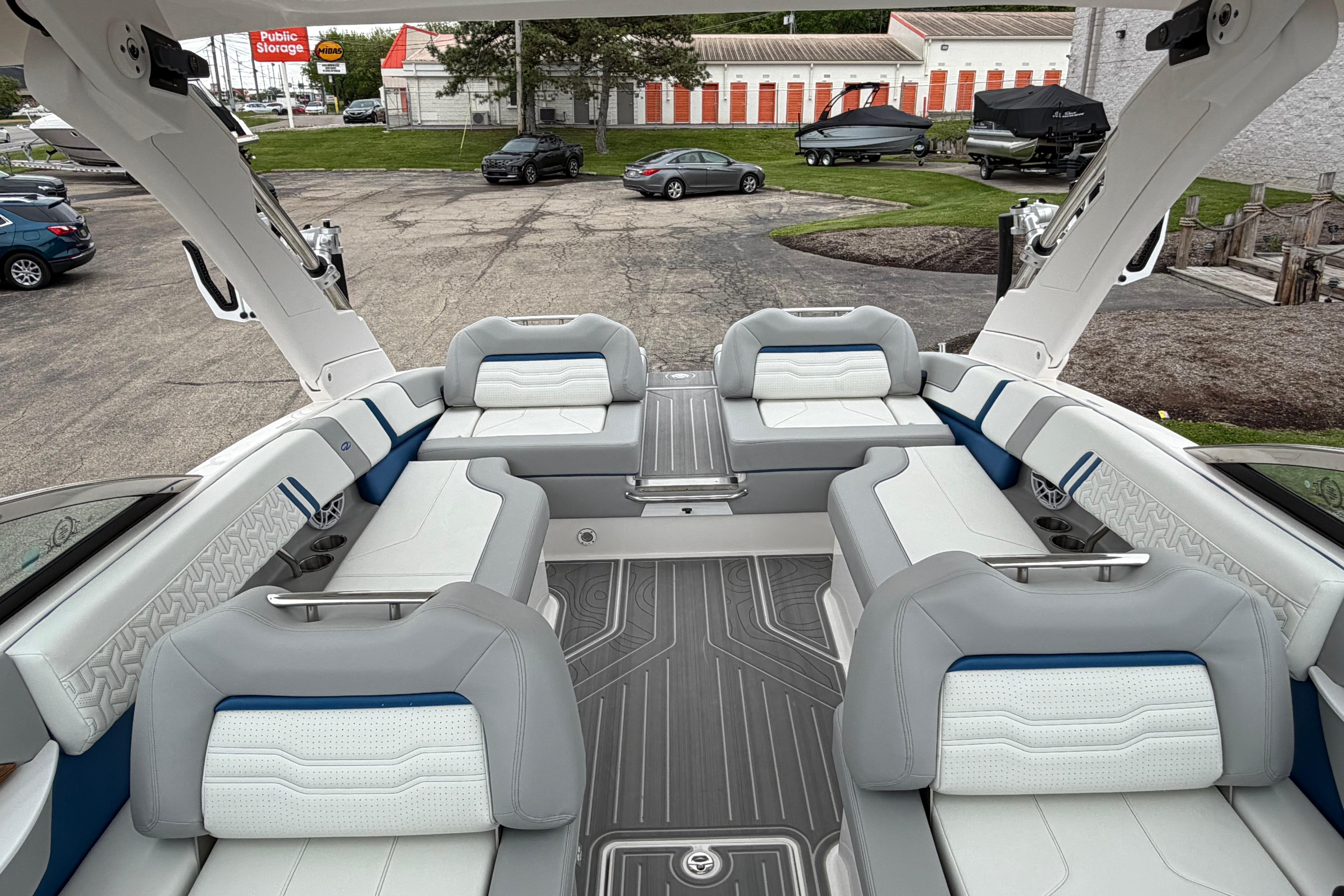 2026 Regal LS9 Surf boat interior with luxurious seating and modern design.