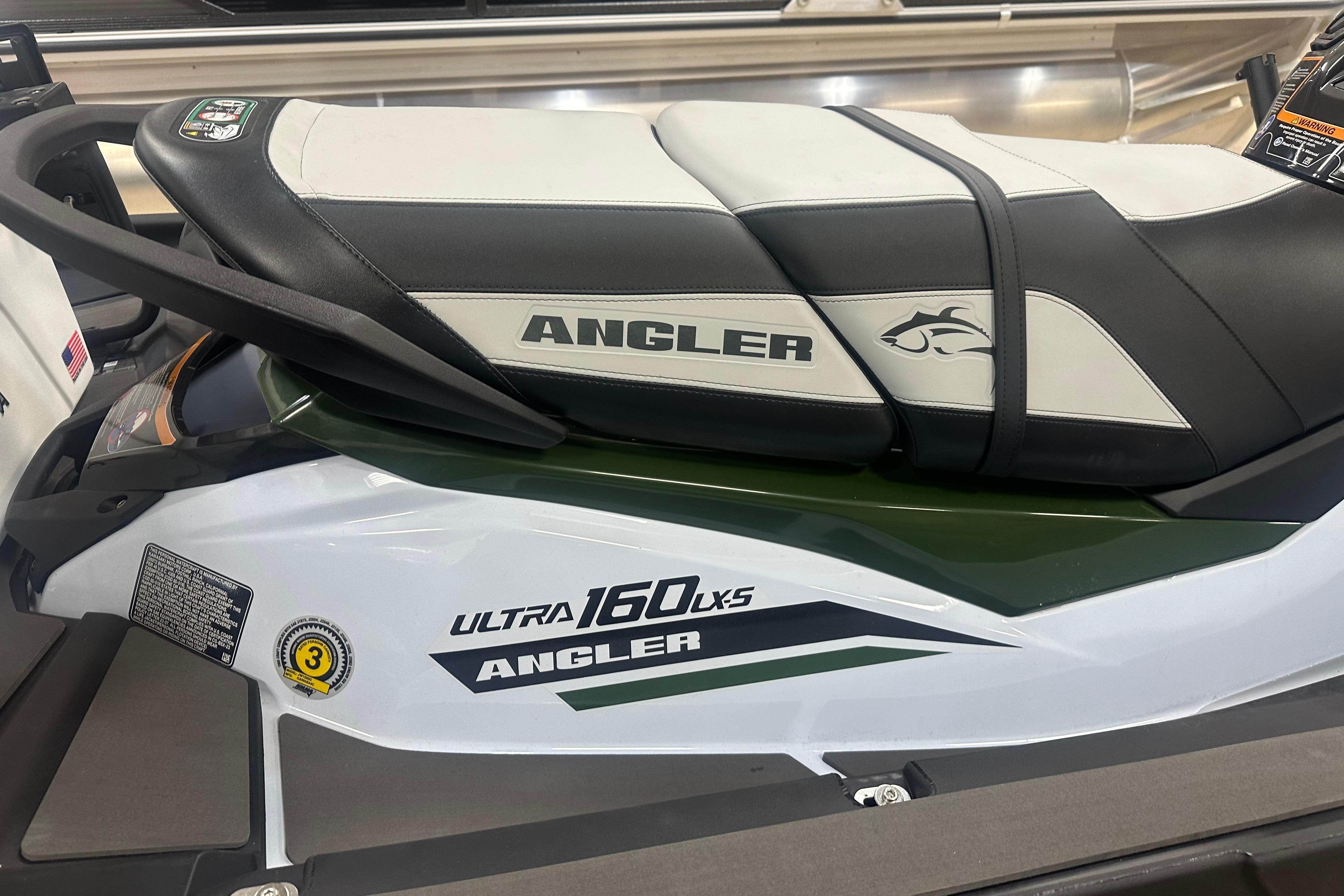 2025 Kawasaki Ultra 160 LX-s Angler jet ski, featuring sleek design and comfortable seating.