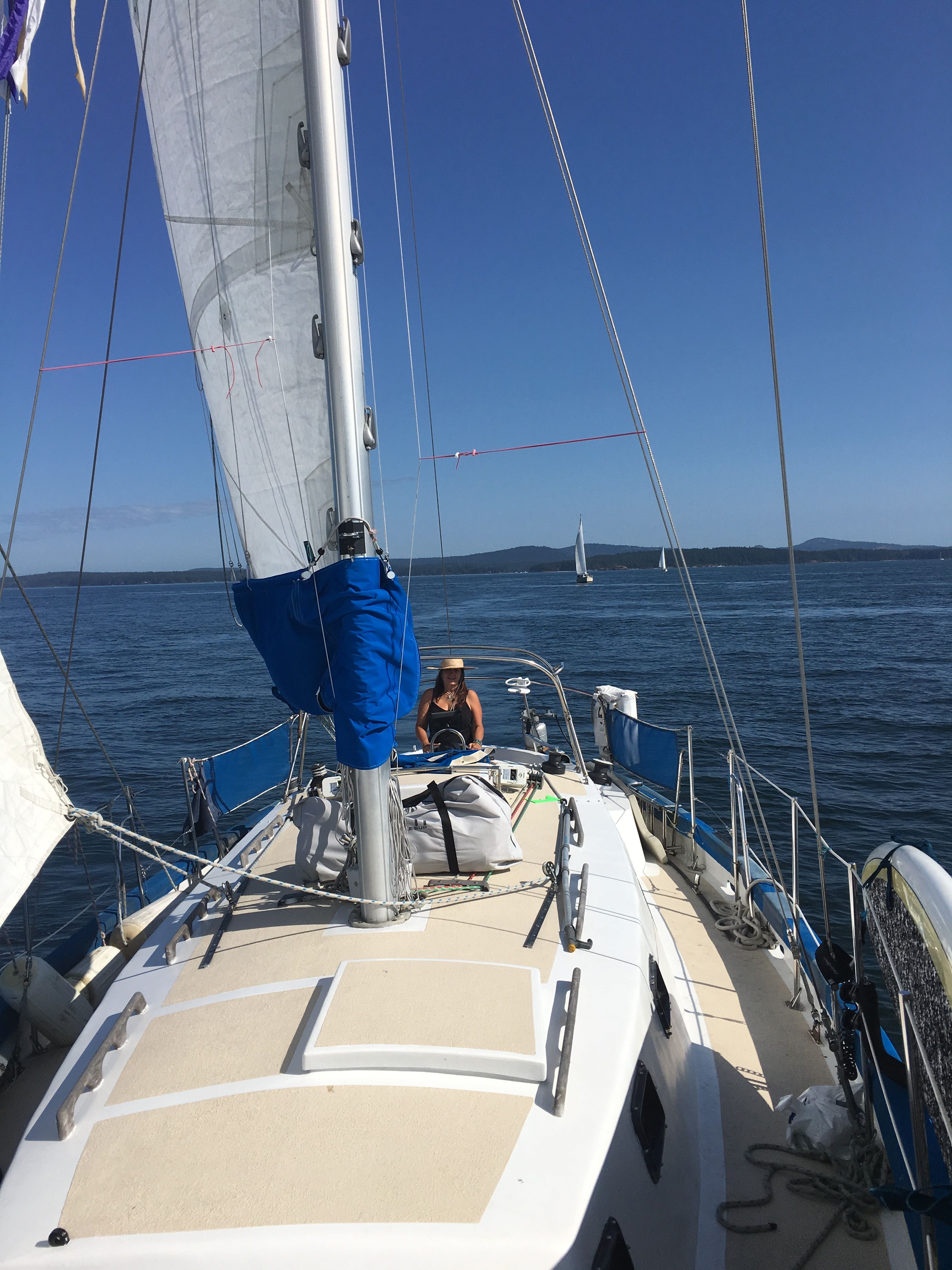Sailboat on open sea, Custom 341, year 1994.
