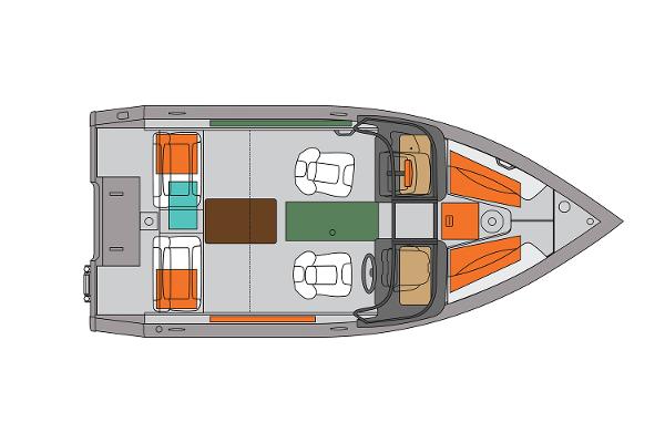 Manufacturer Provided Image: Top view layout of 2025 Princecraft Sport 175 MAX boat interior design.