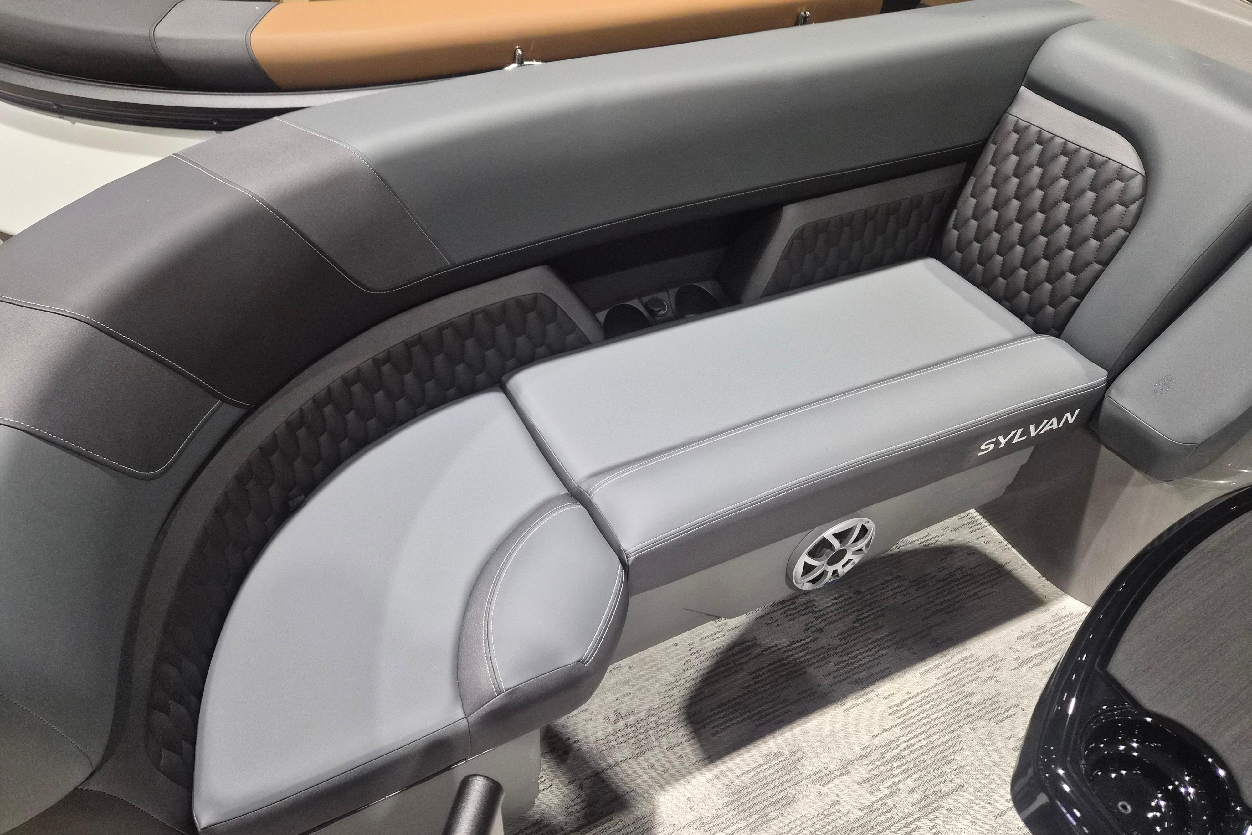 Luxurious seating in the 2026 Sylvan L3 ULZ boat, featuring sleek design and premium materials.