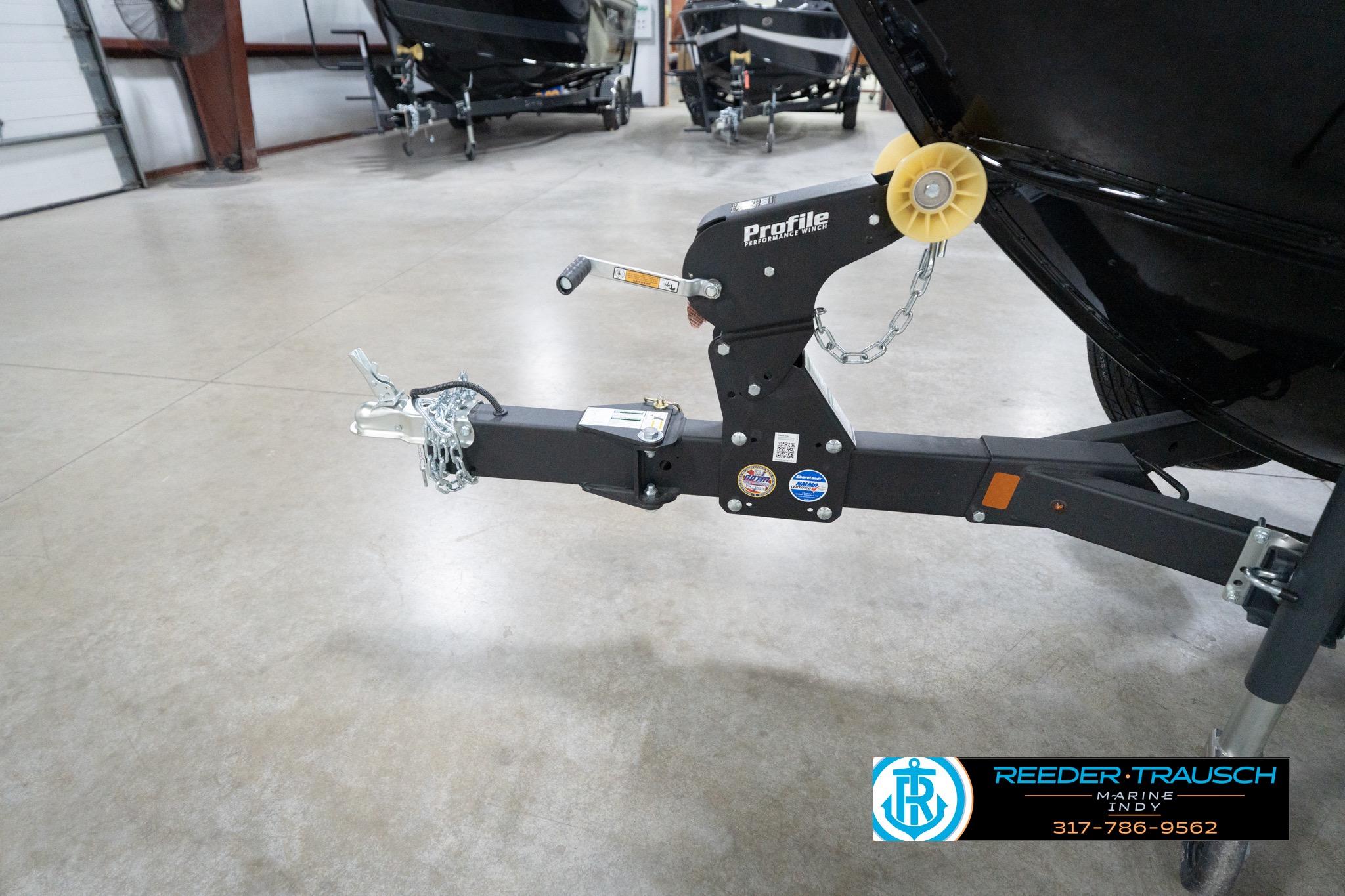 Trailer hitch of 2026 Lund 1800 Explorer Sport in a showroom setting.