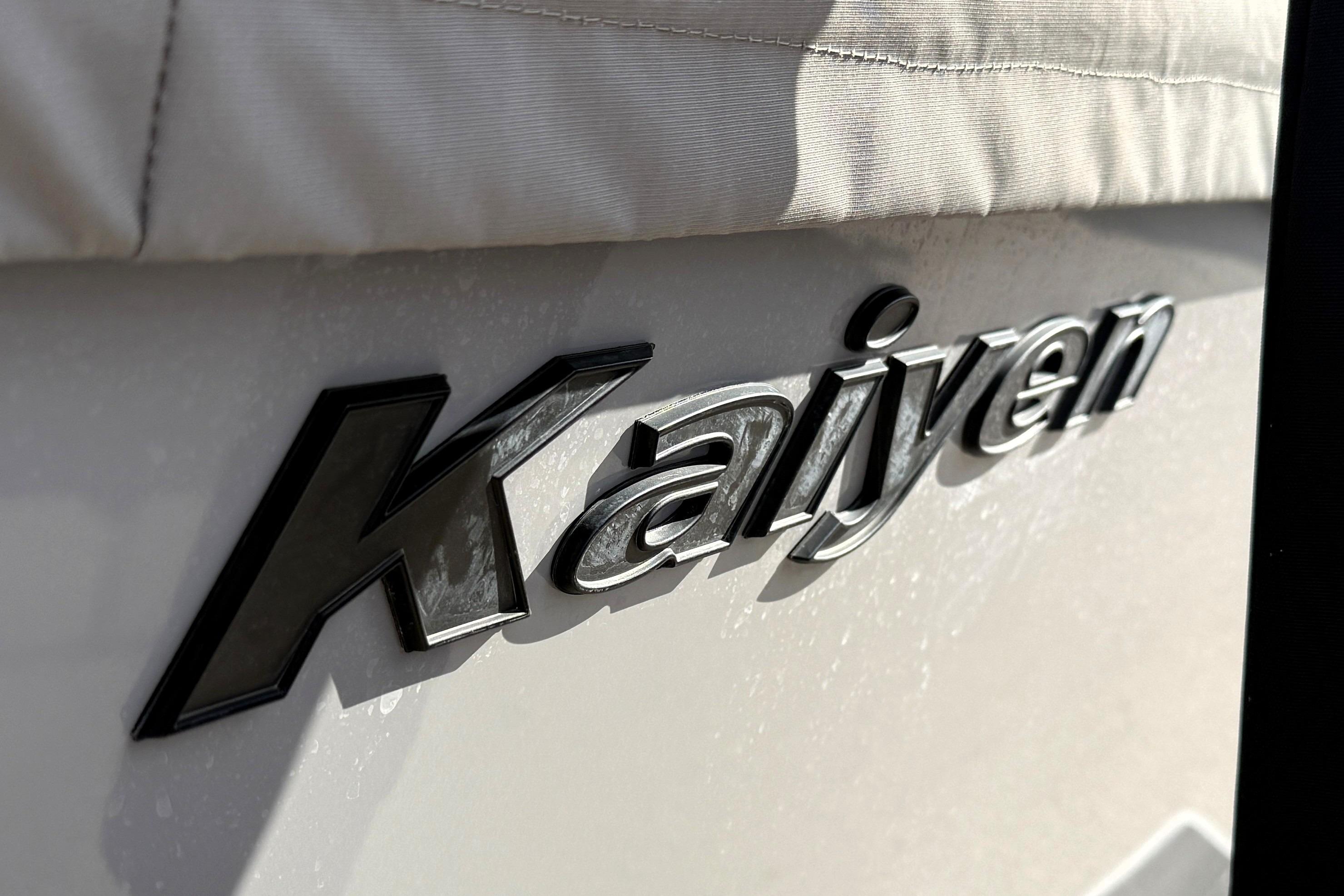 2022 Moomba Kaiyen boat logo in close-up view.