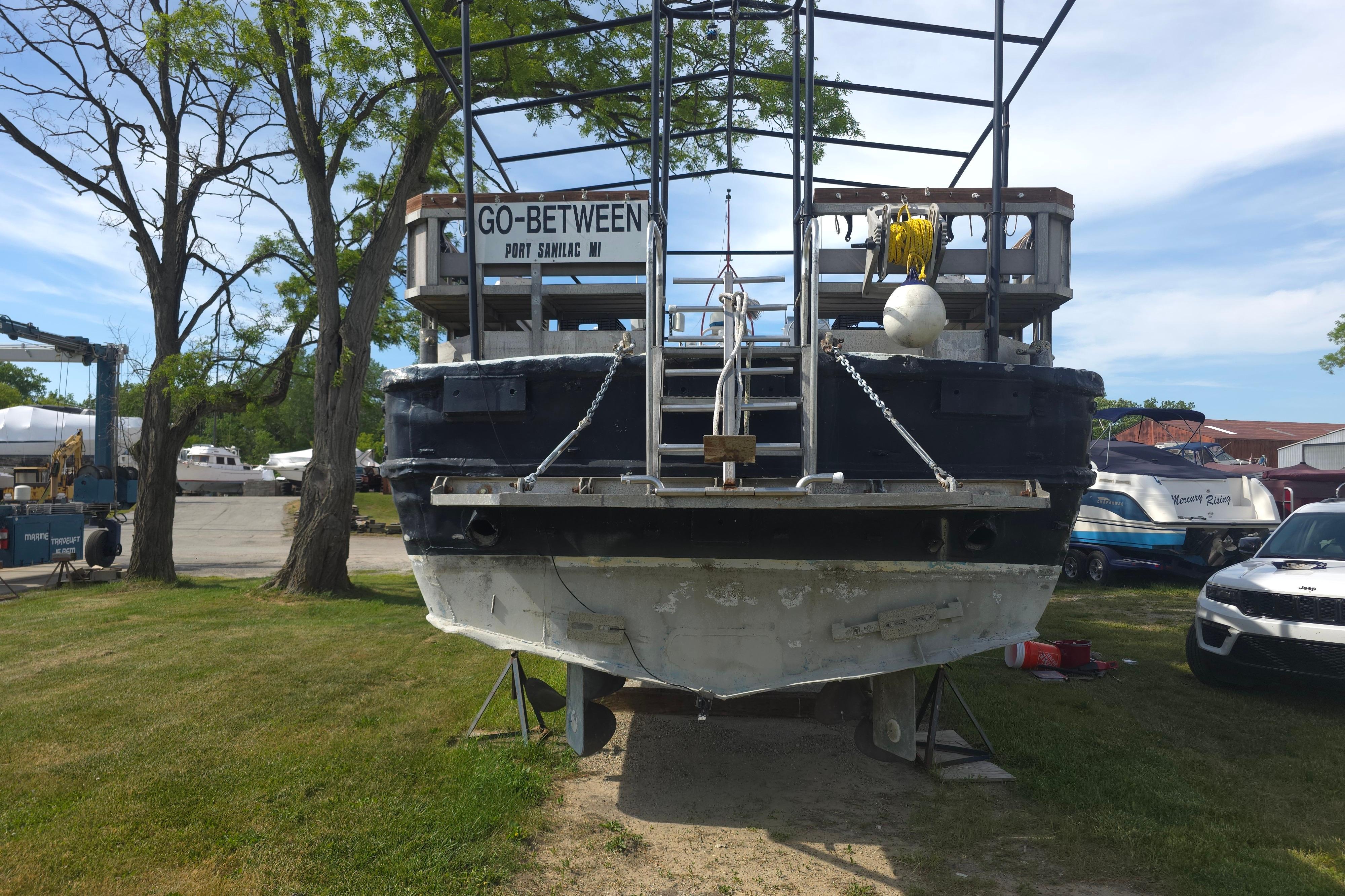 1974 Breaux's Bay Craft passenger boat "Go-Between" on land, Port Sanilac, Michigan.