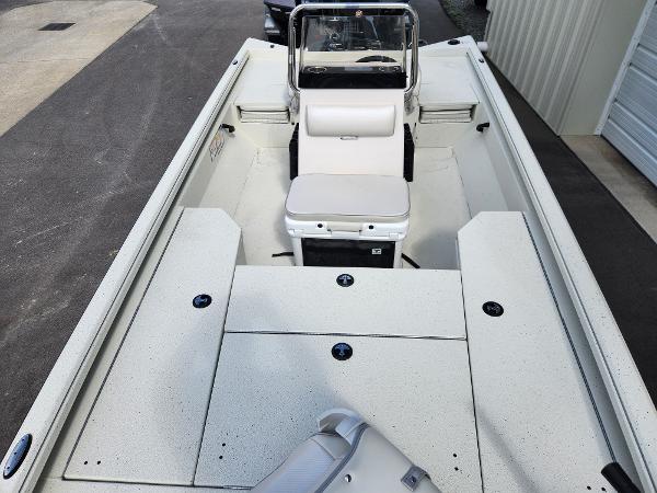 2025 Ranger RB200 boat interior with seating and storage compartments.