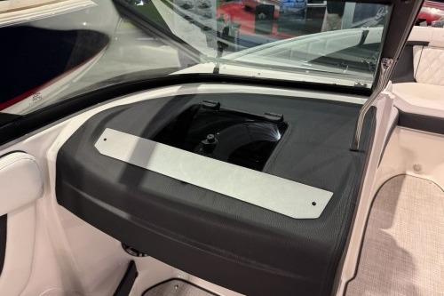 2026 Regal 21 OBX boat interior with open storage compartment.
