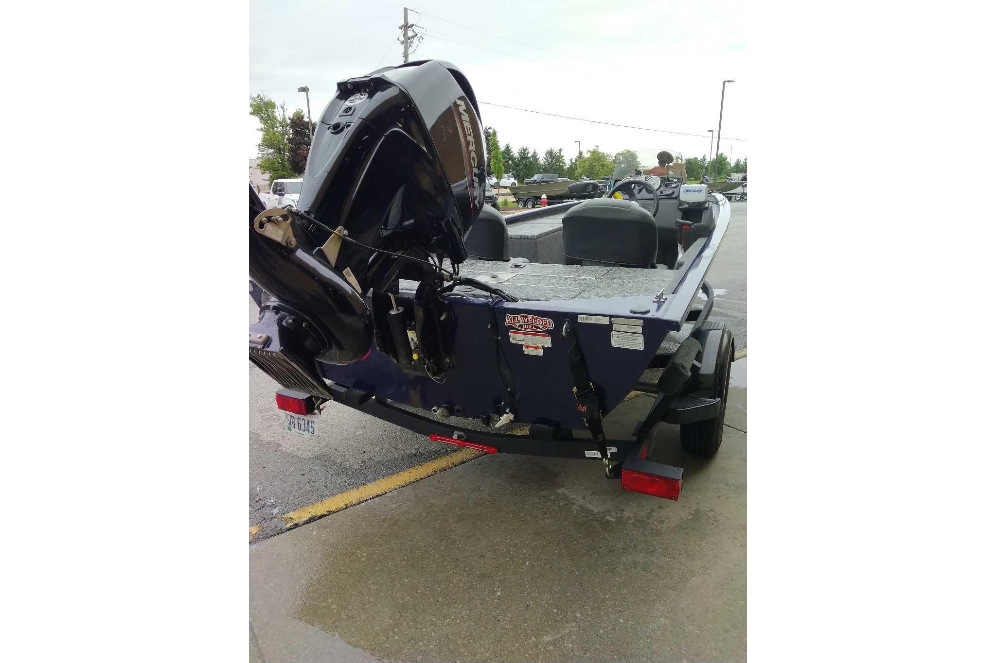 2020 Tracker Pro 170 boat with Mercury outboard motor on a trailer.