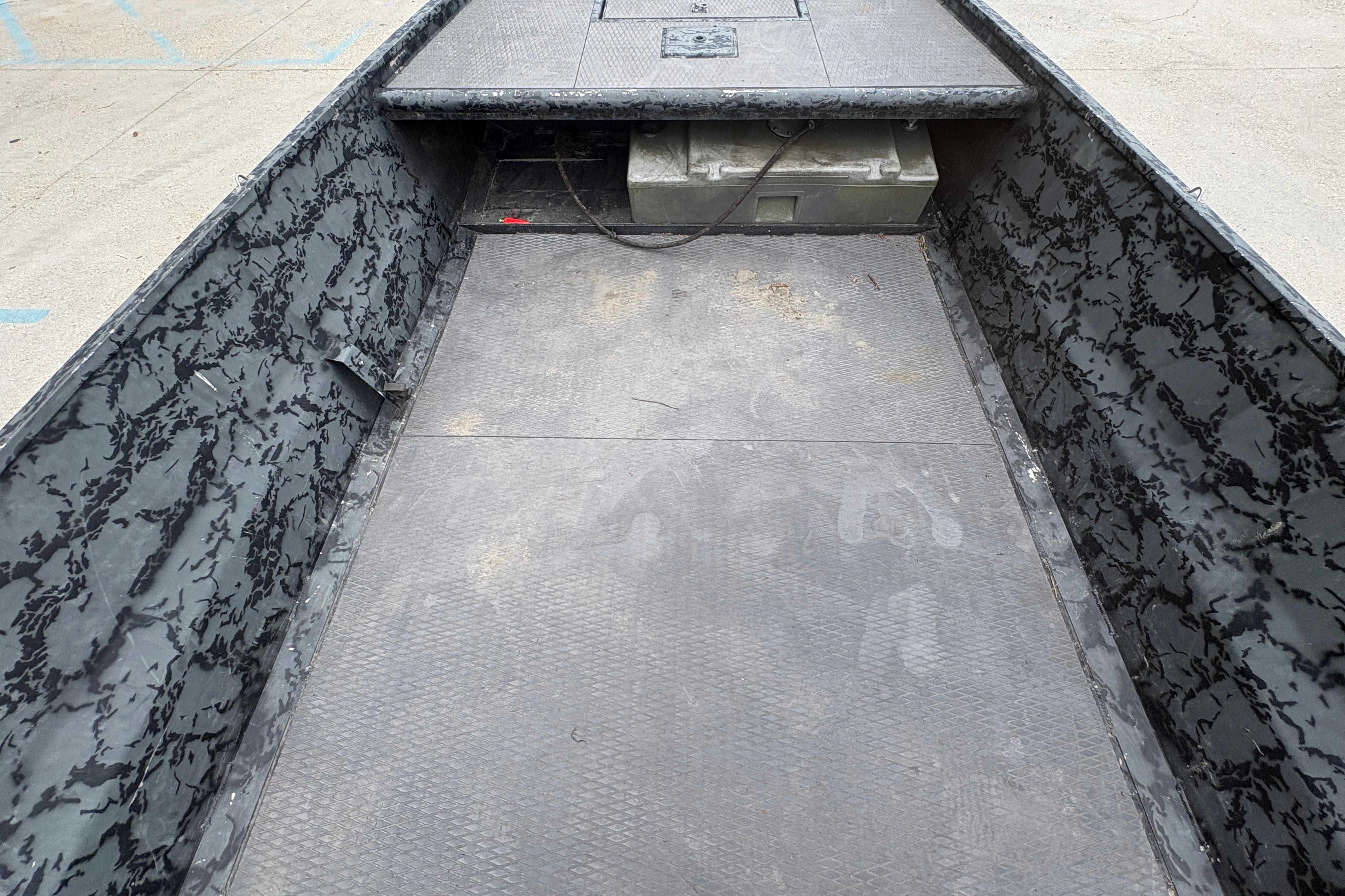 Interior view of a 2020 Gator Tail Extreme boat with camouflage design.