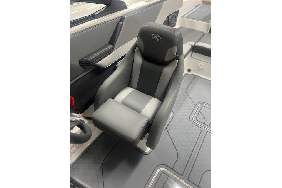 2025 Cobalt CS23 Surf boat interior with sleek, modern seating design.