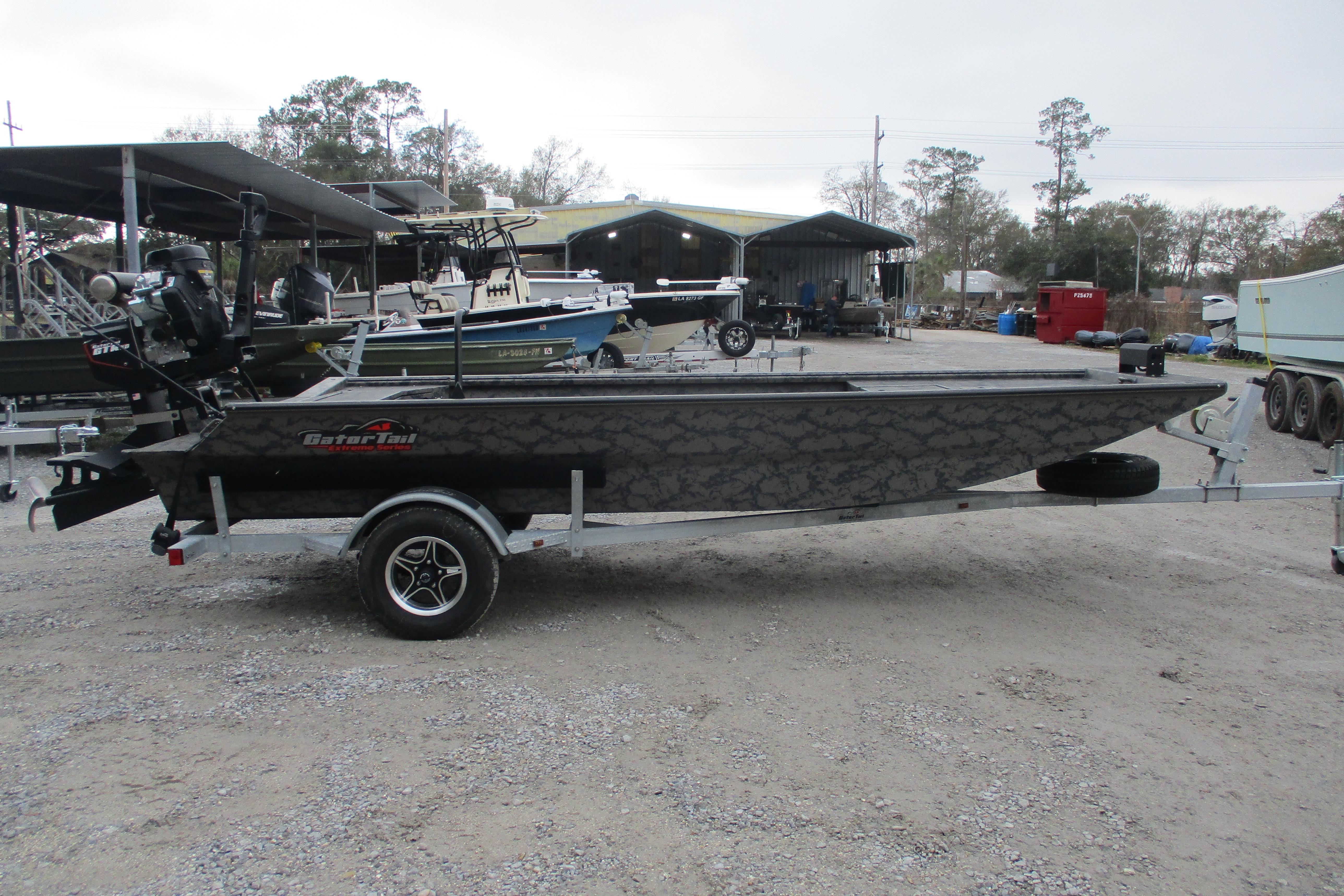 2026 Gator Tail 1754 Extreme boat on trailer in outdoor setting.