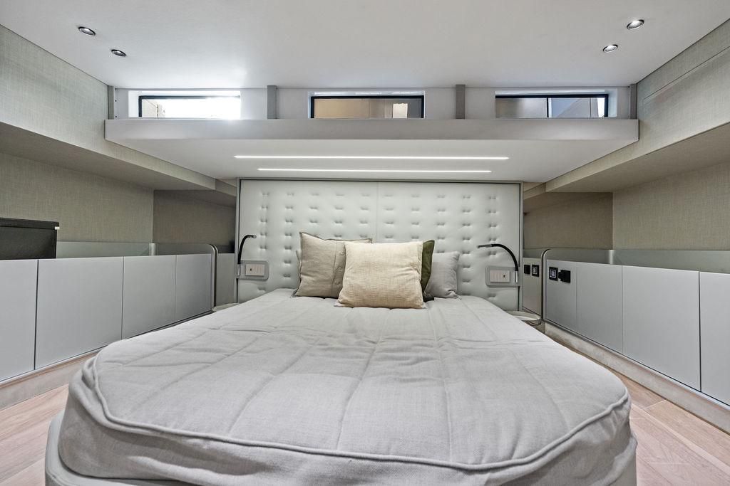 Luxurious bedroom in the 2026 SACS Rebel 55 yacht model.