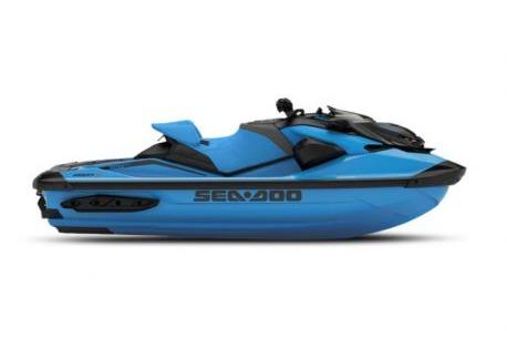 2026 Sea-Doo RXP-X 325 in blue, side view, sleek design.