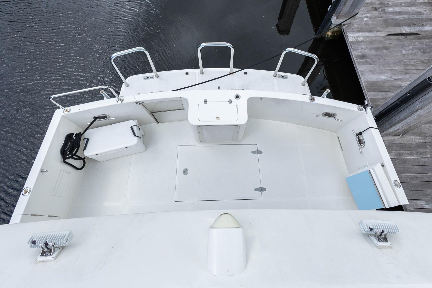 2005 Ocean Alexander Raised Pilothouse Flybridge Sedan, spacious deck view.