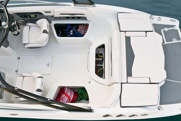 Manufacturer Provided Image: 2016 Chaparral 246 SSi boat interior with seating and storage compartments.