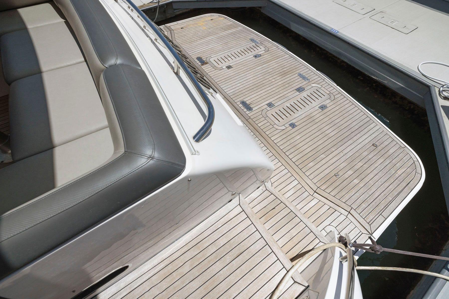 Luxury seating and deck of 2015 Princess 60 Flybridge Motor Yacht.