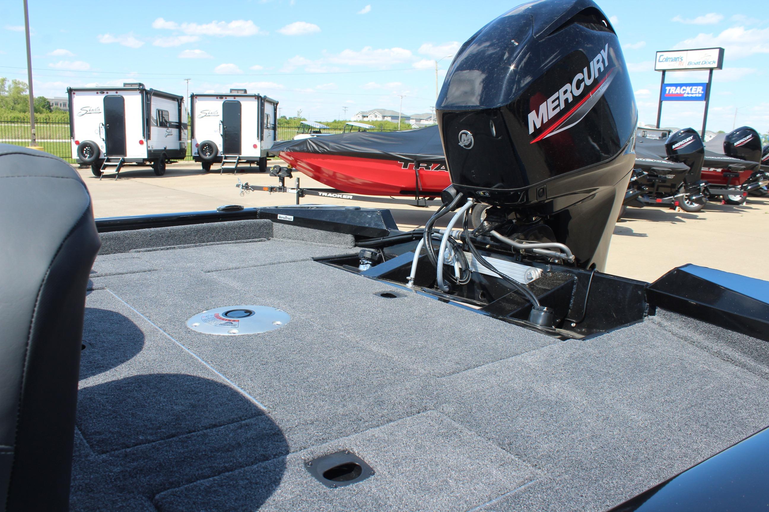 2026 Tracker Pro Team 175 Crappie Edition boat with Mercury engine, displayed outdoors.