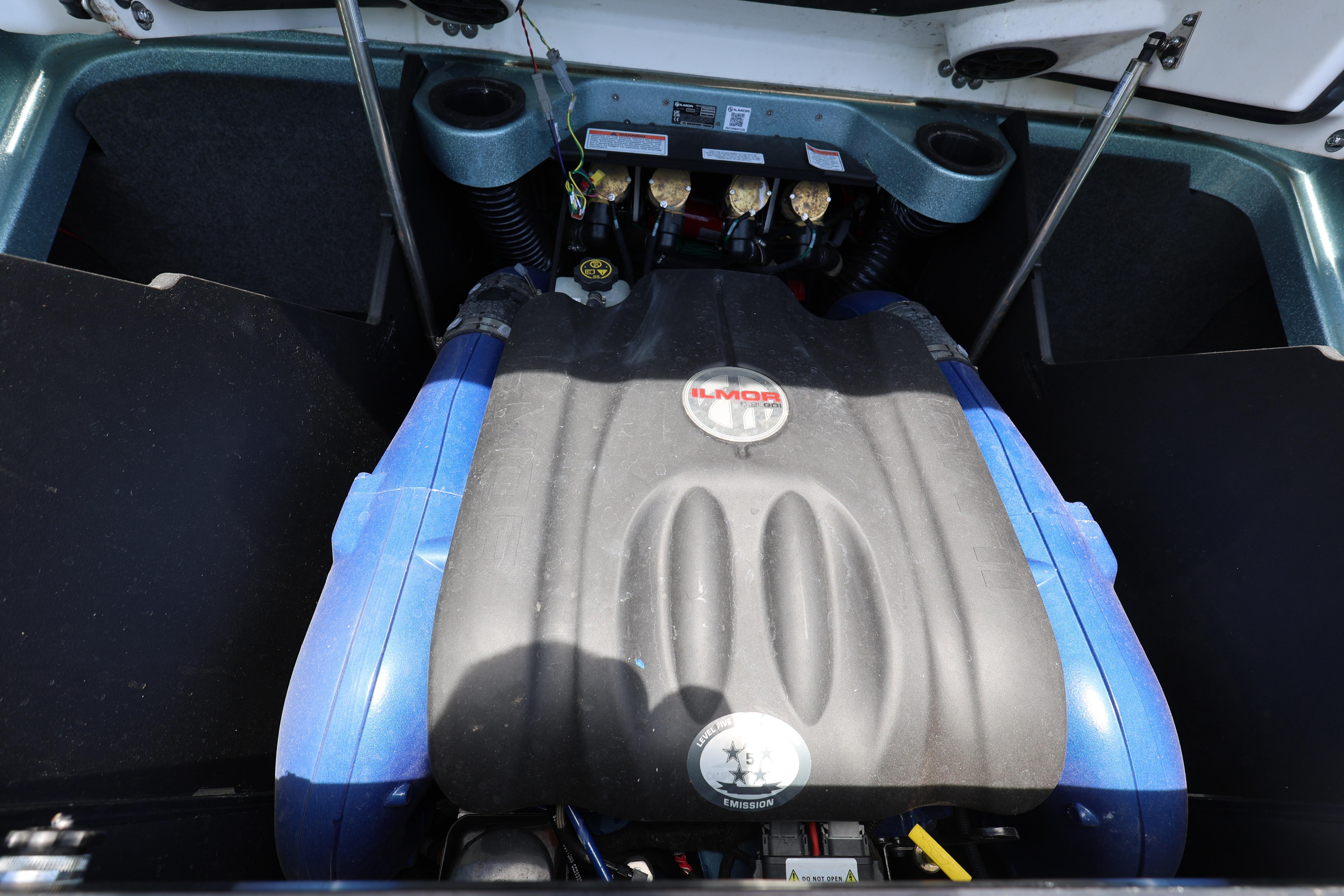 2023 MasterCraft X24 Ilmor engine, detailed view of the engine compartment.