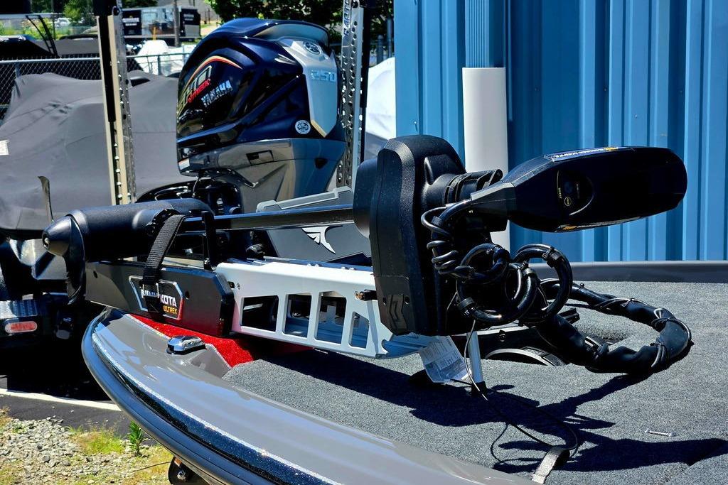 2026 Skeeter ZXE20 boat with Minn Kota Ultrex trolling motor, Yamaha engine in background.