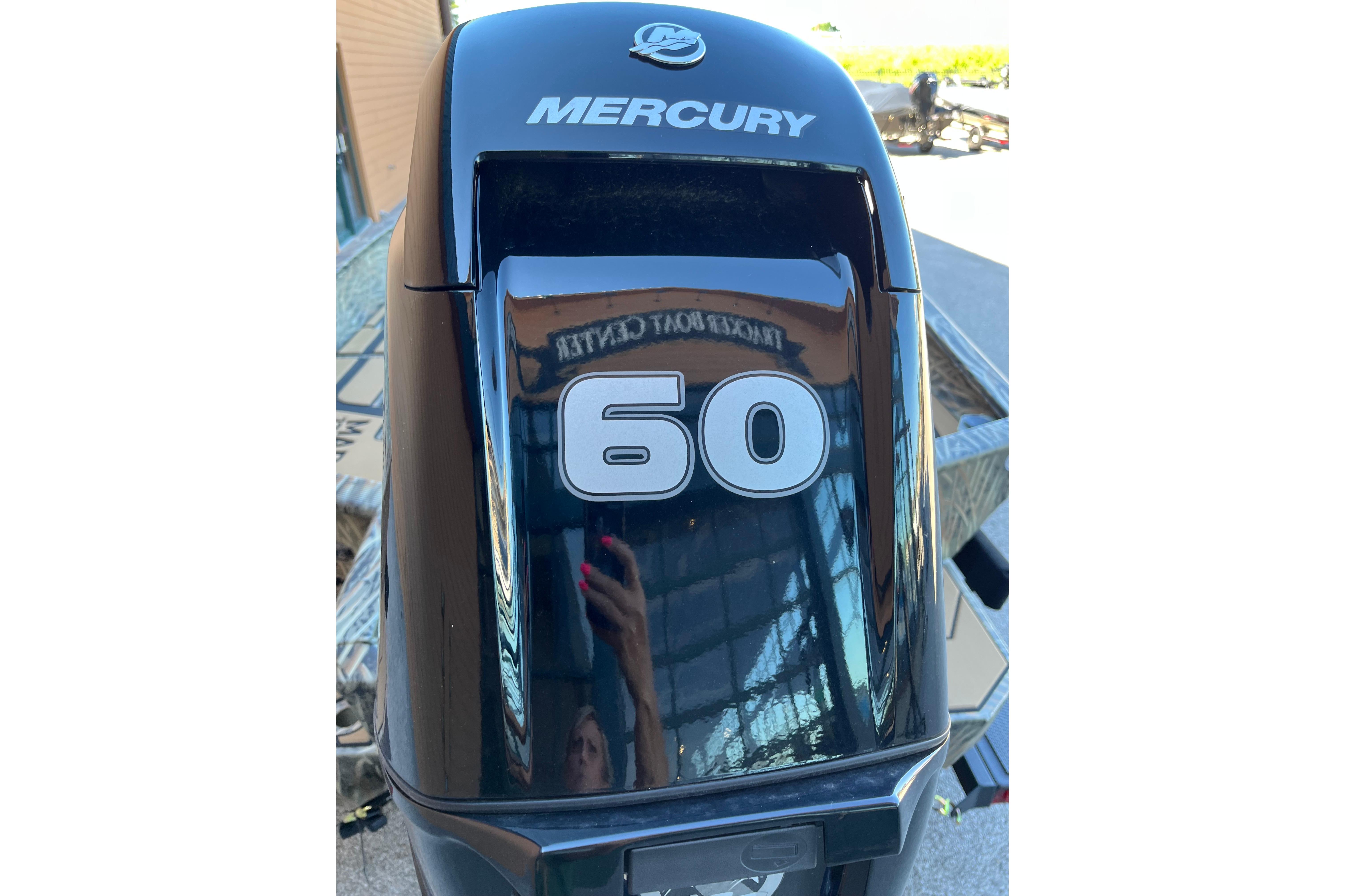 Mercury 60 horsepower engine on 2026 Tracker Grizzly 1756 T Marsh boat.