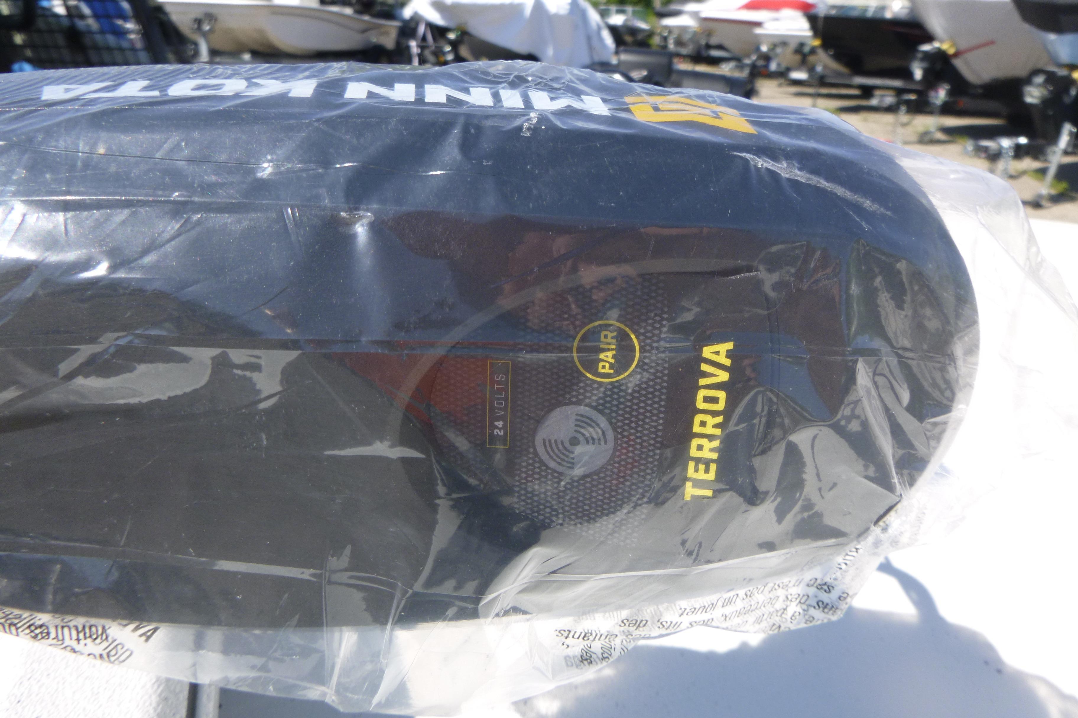 Minn Kota Terrova motor in packaging, compatible with 2025 Ranger RB210 boat.