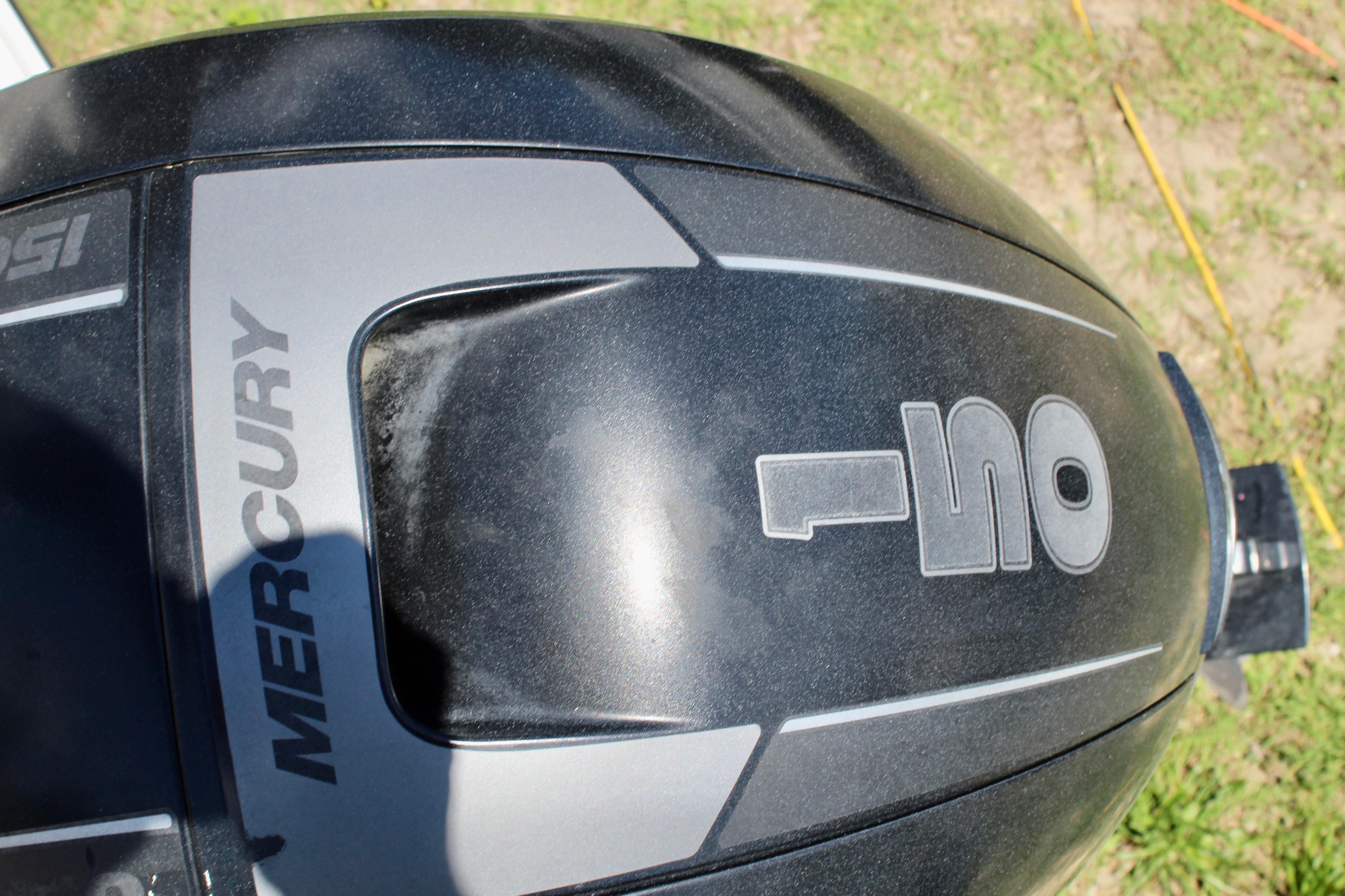 Mercury outboard engine on 2018 Sea Ray SPX 190, viewed from above.