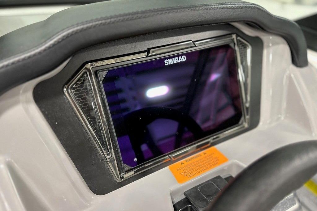 Simrad display on 2025 Chaparral 23 SSi OB boat dashboard.